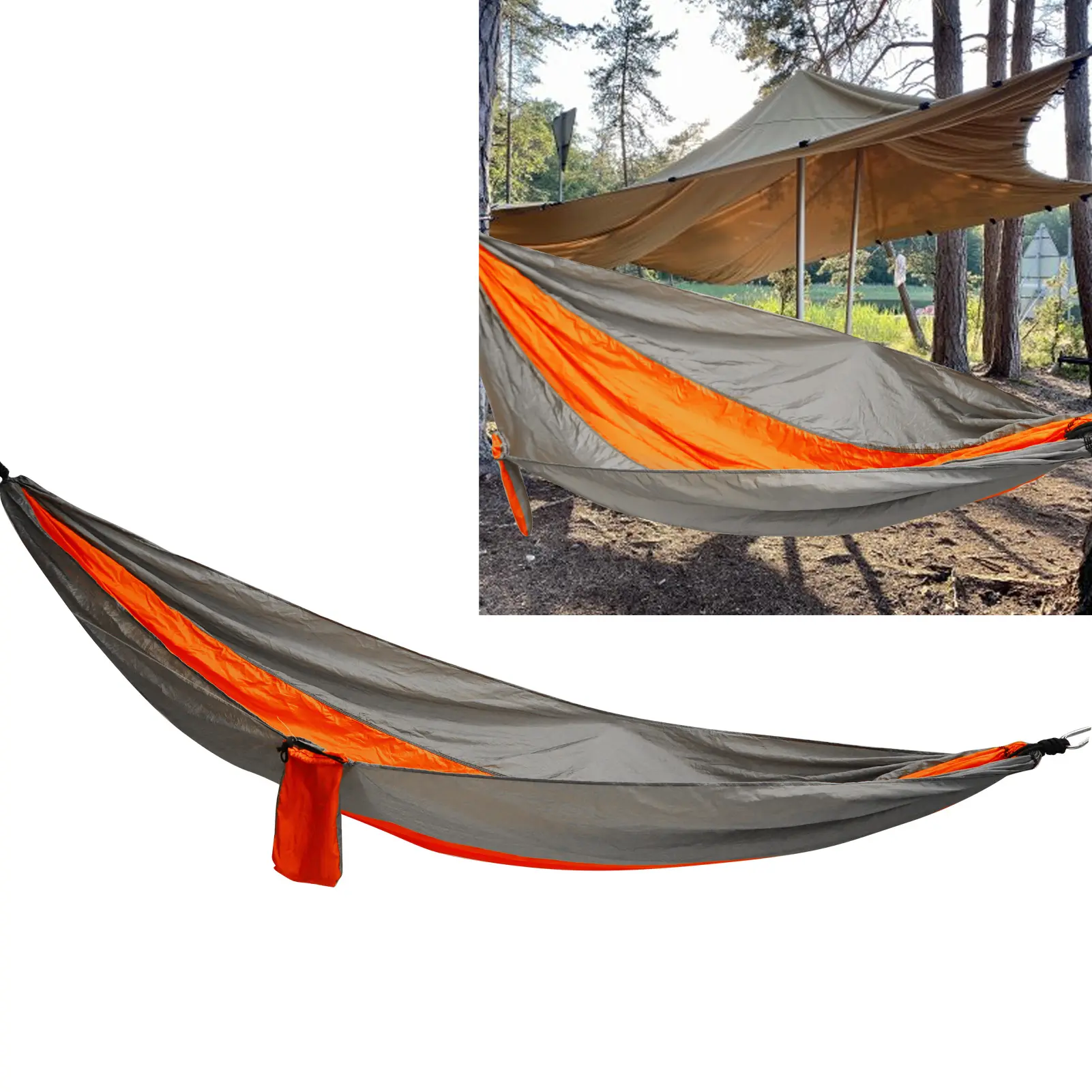 Camping Hammock Hammock Chair Portable Hammock with Tie Rope Widened Hanging Swing for Indoor Outdoor Camping Silver Gray Orange