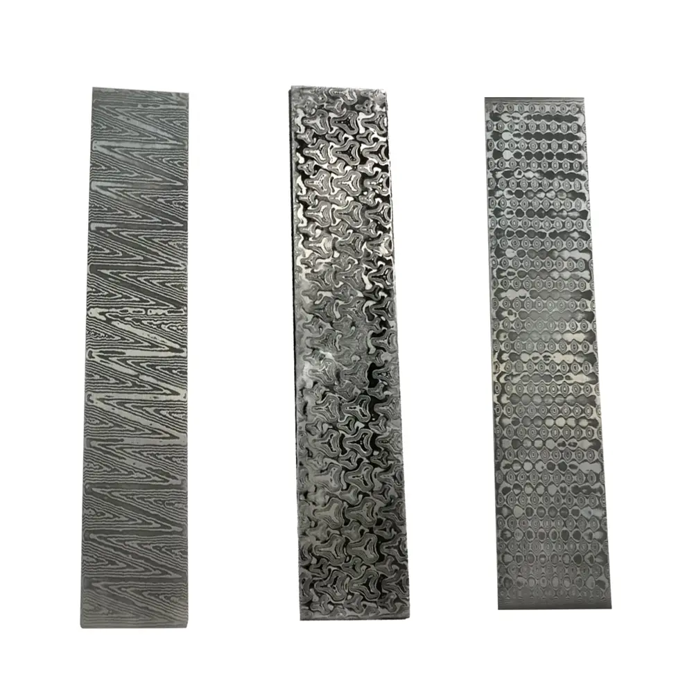 Damascus Steel Billet Patterned Steel Cutter Making Bar Embryo Forging Materials Quenched Smoothed for Home Cutter DIY Multipurp