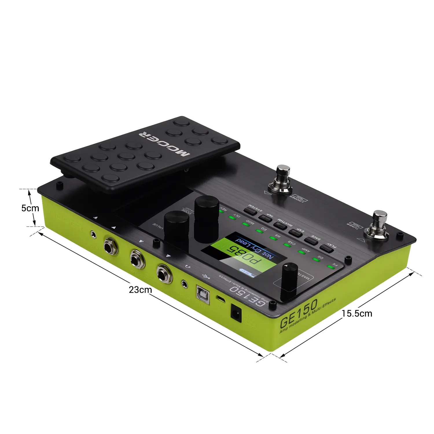 MOOER GE150 Amp Modelling & Multi Effects Pedal 55 Amplifier Models 151 Effects 80s Looper 40 Drum Rhythms 10 Metronome Tap Temp