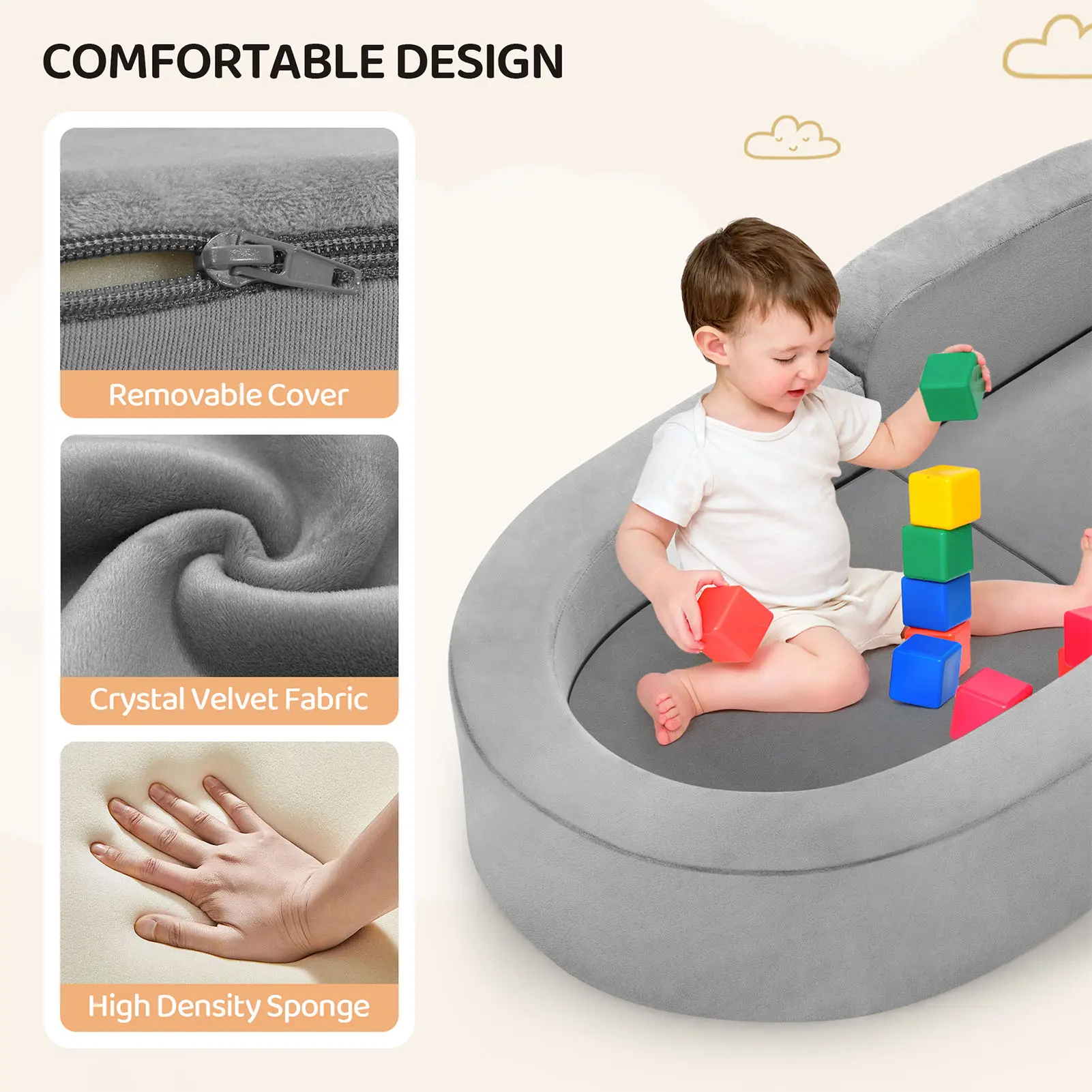 Portable Toddler Bed Sofa Bed Comfortable mattress for children, safe bed