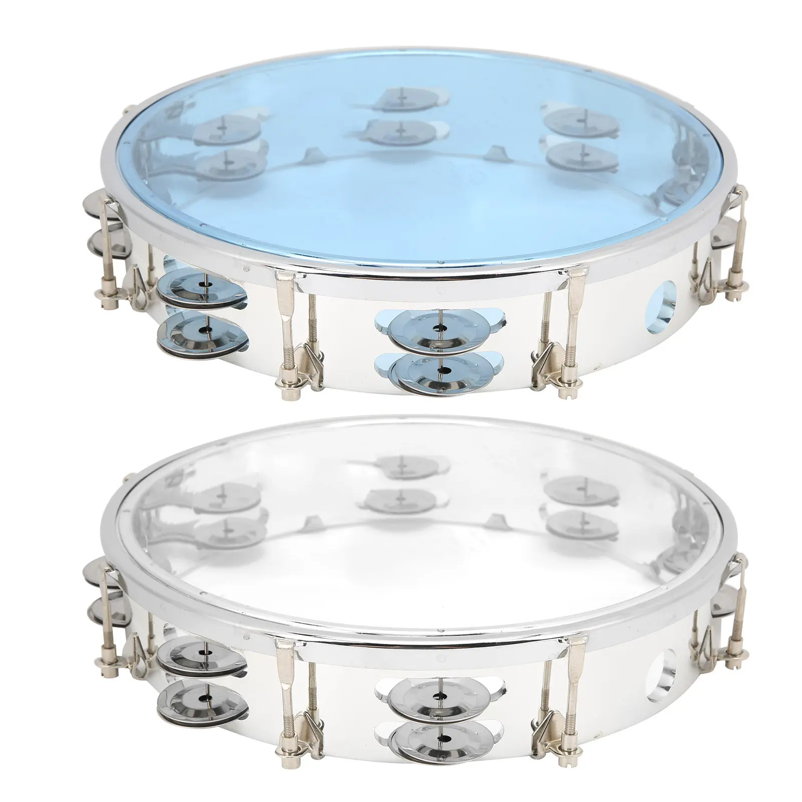 Hand Tambourine Percussion Jingles MBAT Tambourine Adjustable Double Row 10in Percussion Jingles Instrument for Party Tambourine