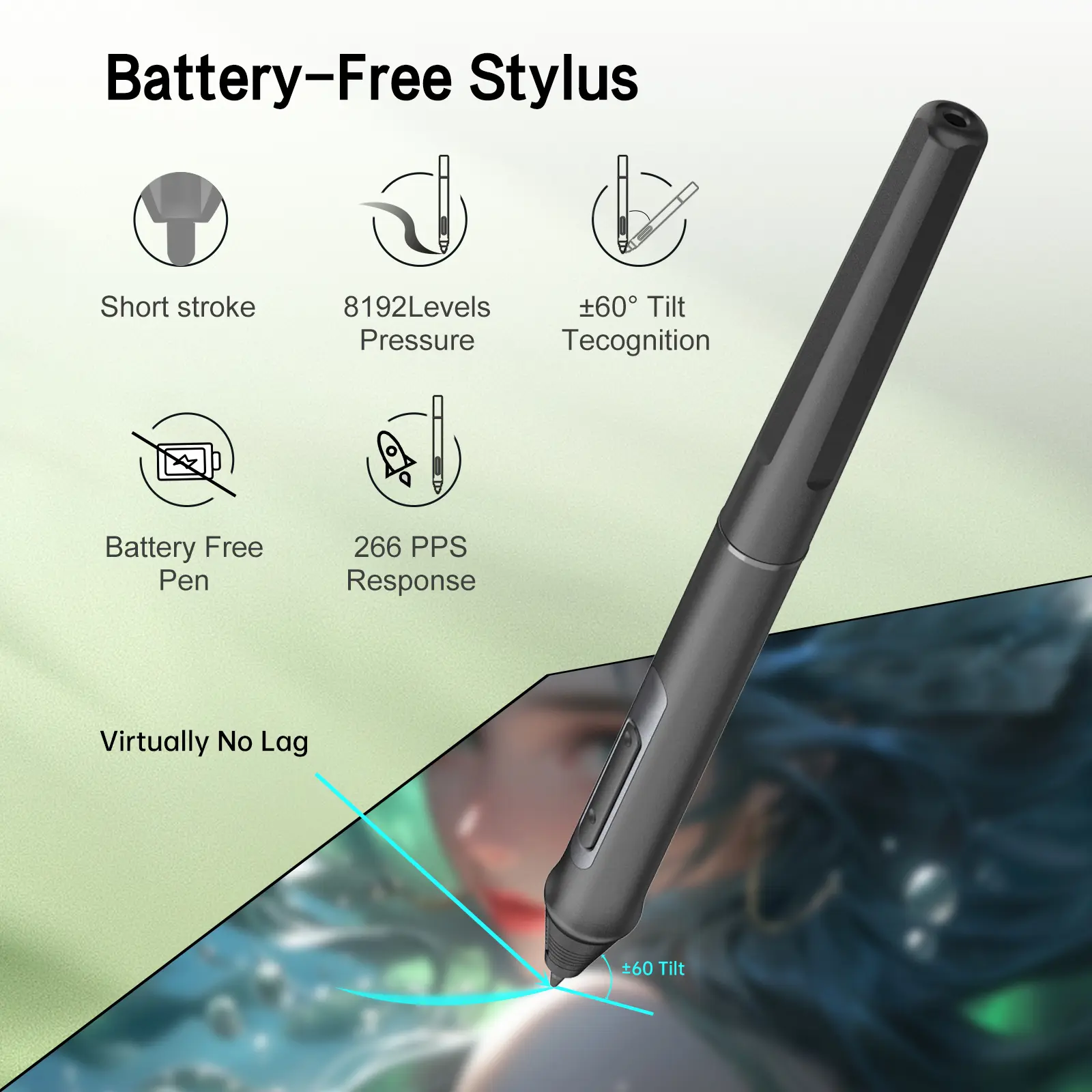 12HD-A H-IPS LCD Graphics Drawing Tablet Monitor 11.6 Inch Size 1366x768 Display 8192 Pressure Level Passive Technology