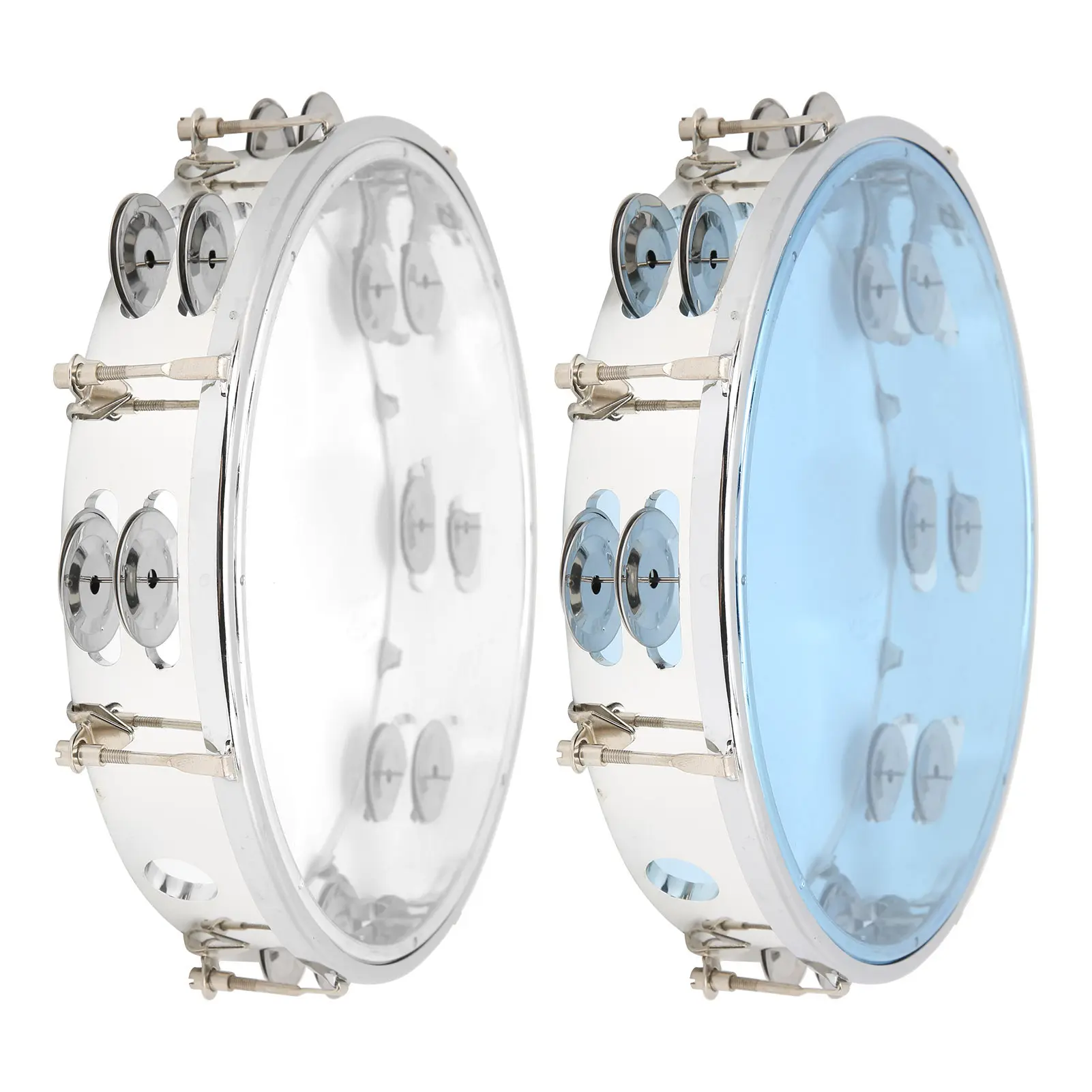 Hand Tambourine Percussion Jingles MBAT Tambourine Adjustable Double Row 10in Percussion Jingles Instrument for Party Tambourine