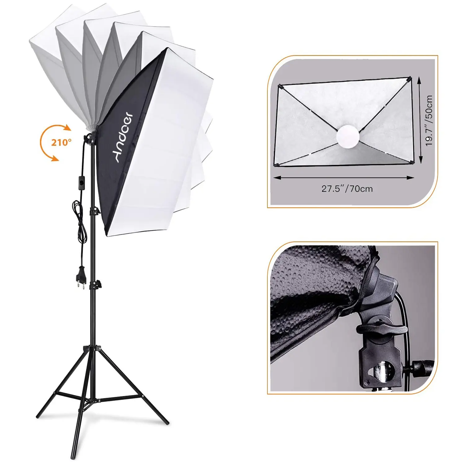 Andoer Studio Photography Light kit Softbox Lighting Set with 85W 2800K-5700K Bi-color Temperature LED Light * 2 + 50x70cm Softb