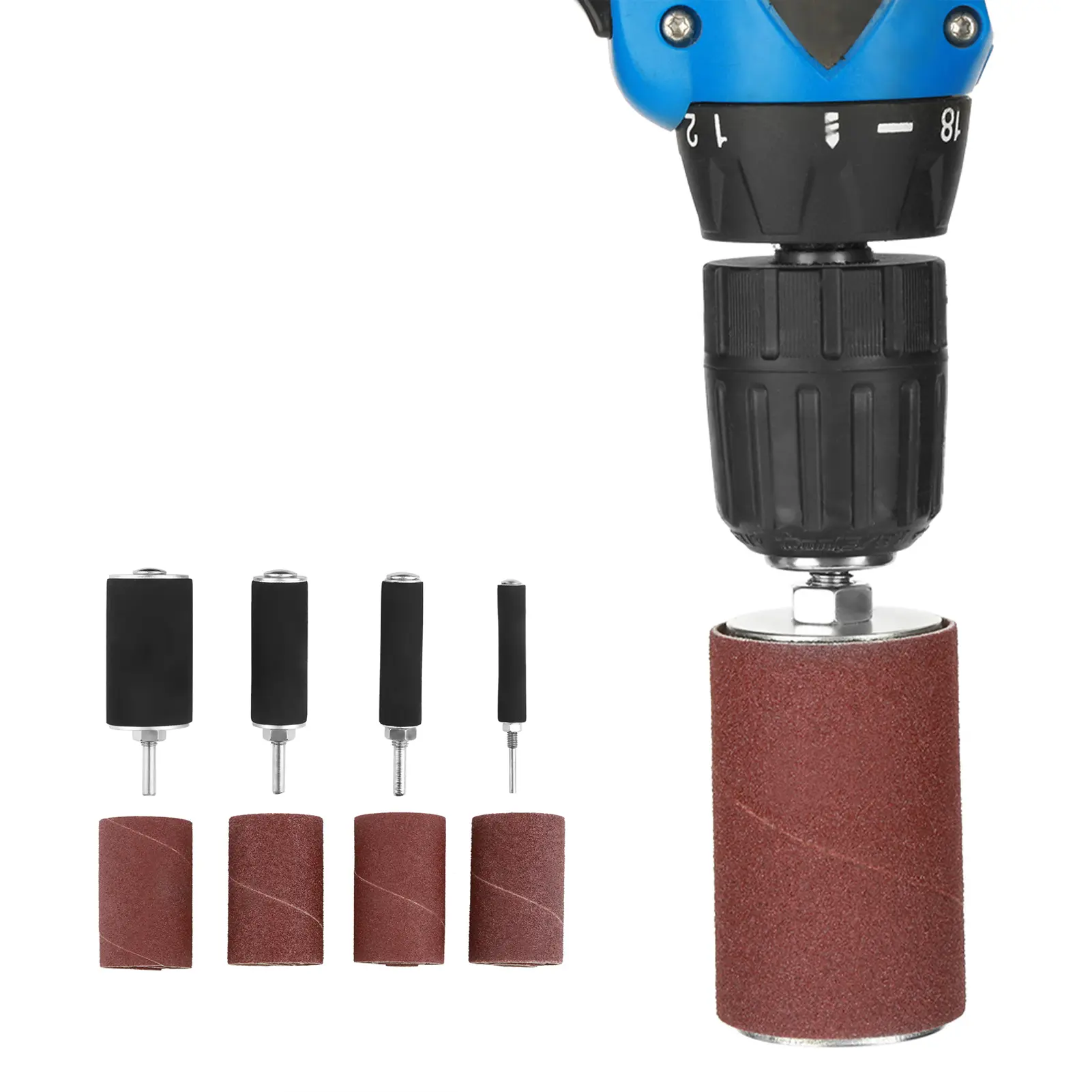 Spindle Sanding Drum Sander Tool Kit Set with Case for Drill Press Rubber Sanding Drum Set Sanding Drum Set Sanding Kit