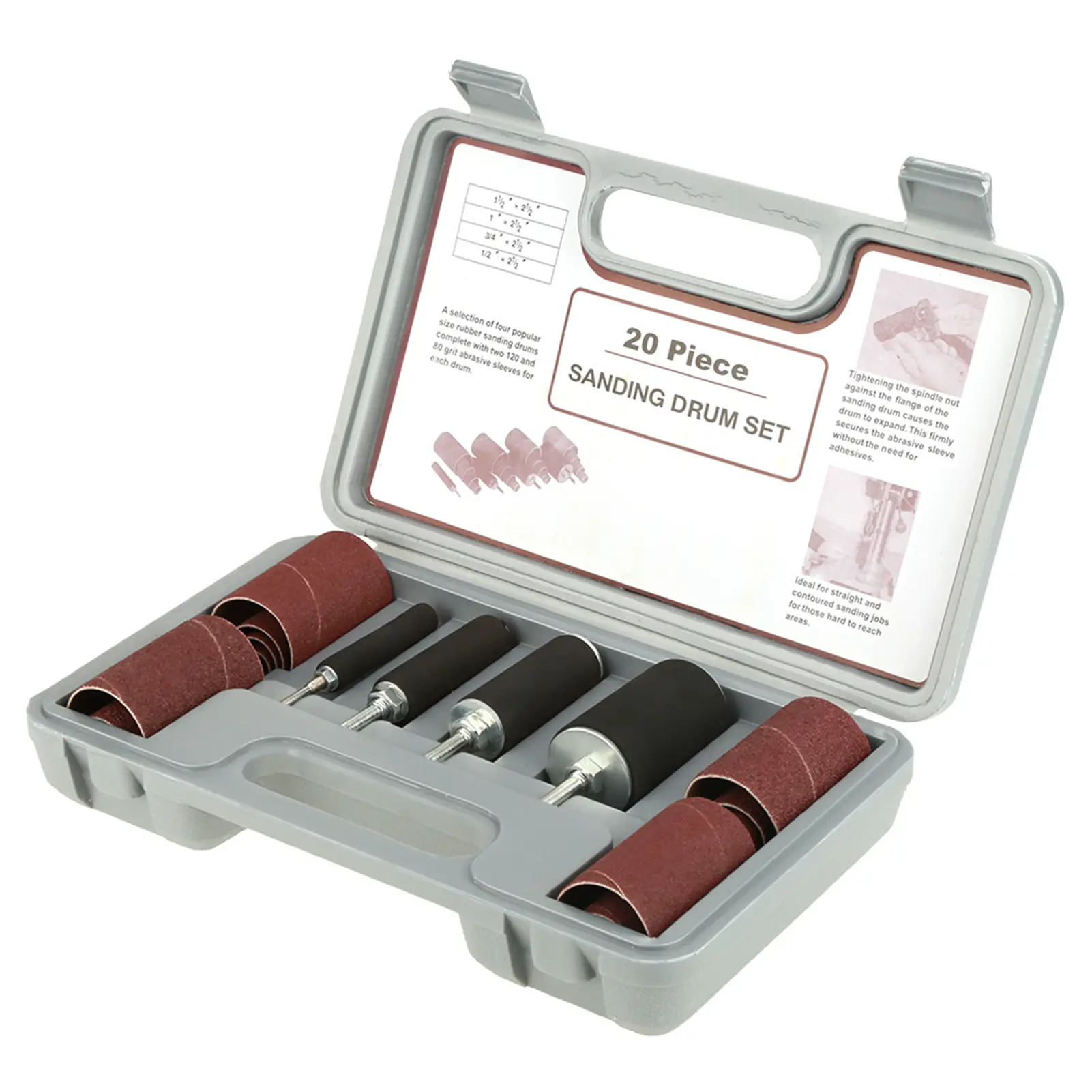 Spindle Sanding Drum Sander Tool Kit Set with Case for Drill Press Rubber Sanding Drum Set Sanding Drum Set Sanding Kit