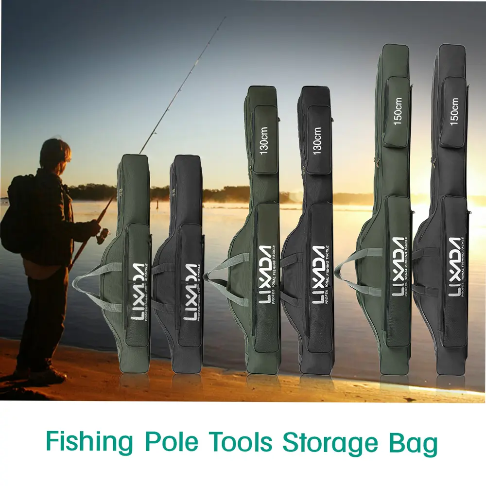 Lixada 190cm Fishing Bag Portable Folding Fishing Rod Reel Bag Fishing Pole Gear Tackle Tool Carry Case Carrier Travel Bag Stora