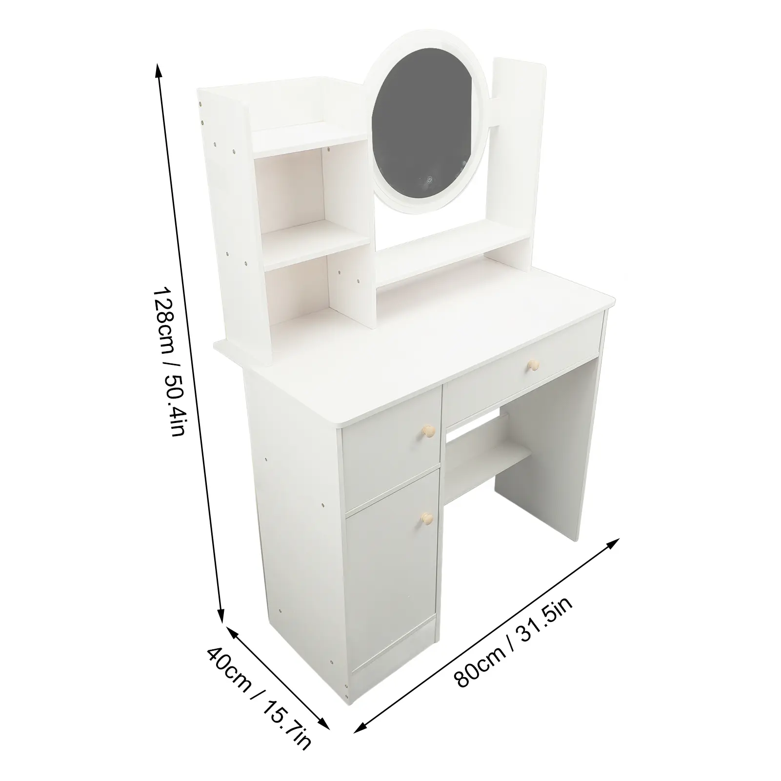 Vanity Desk with Mirror and Lights Multifunction Modern Lighted Mirror Makeup Vanity Table with 2 Drawers for Bedroom Vanity Set