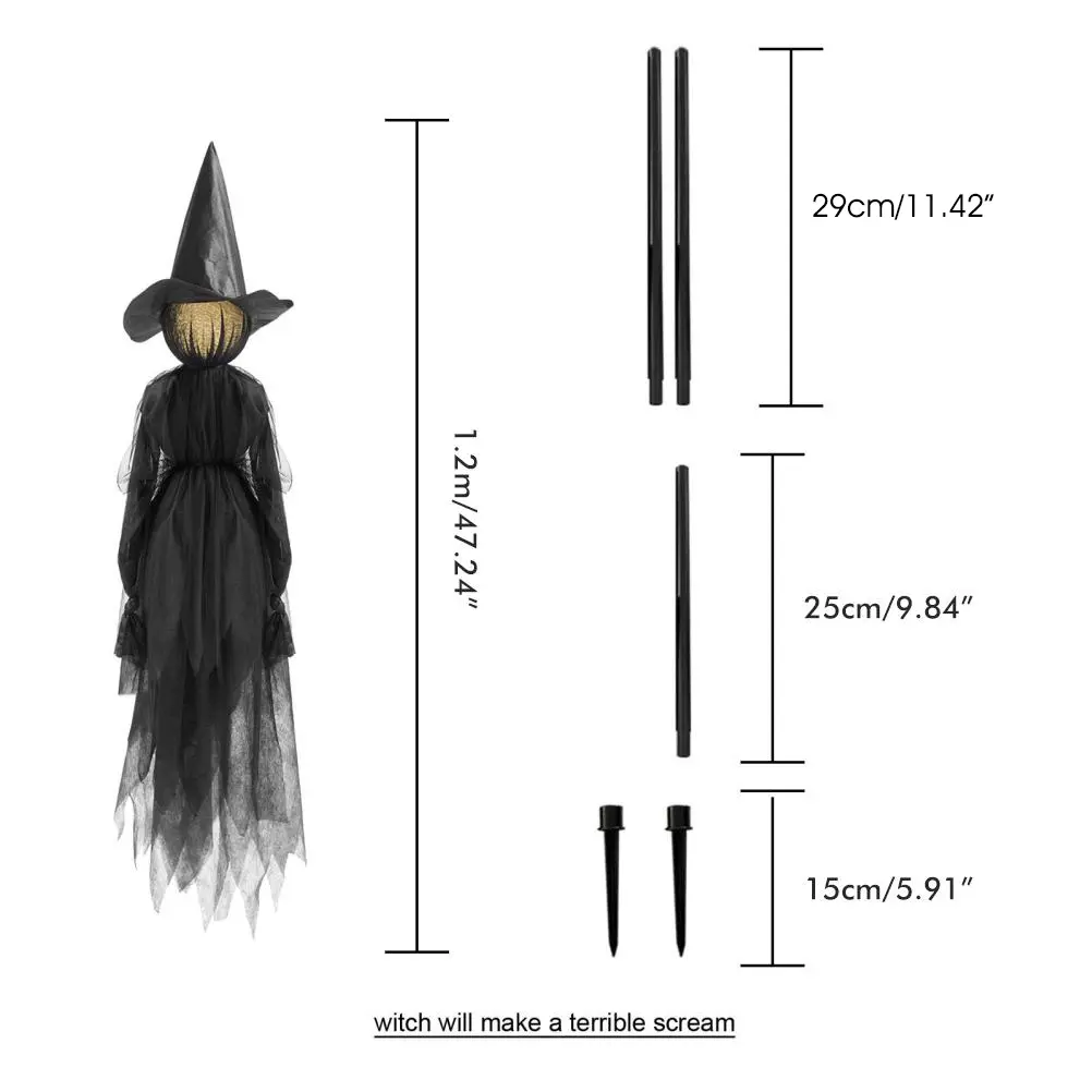 Screaming Witches Voice Control Waterproof Interesting Emit Flash Battery Powered Creepy Witch for Halloween for Outdoor Decor