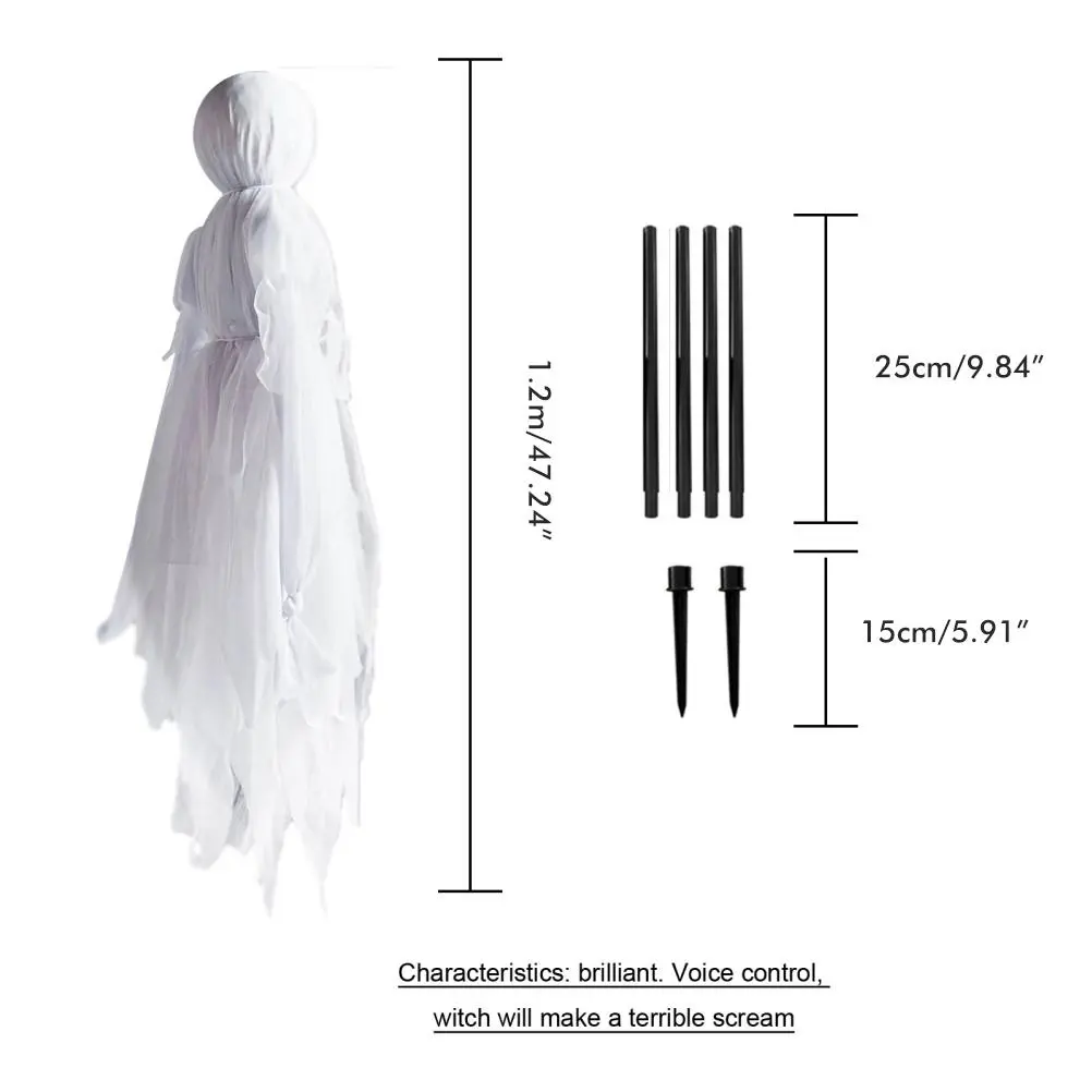 Screaming Witches Voice Control Waterproof Interesting Emit Flash Battery Powered Creepy Witch for Halloween for Outdoor Decor