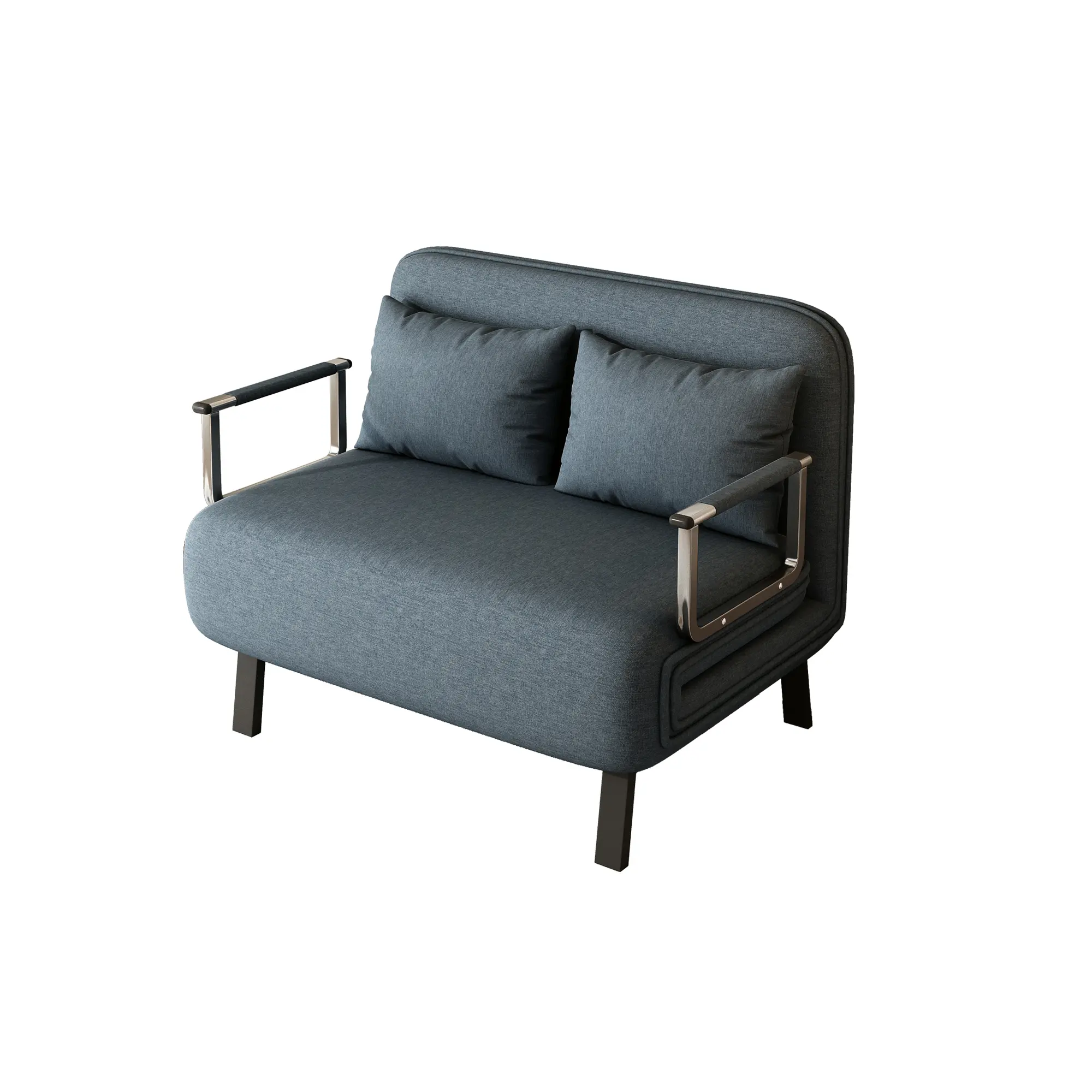 39″ Convertible Chair Bed, Tri-Fold Sofa Bed with Adjustable Backrest & Pillow, Leisure Chaise Lounge Couch with Sturdy Steel Fr
