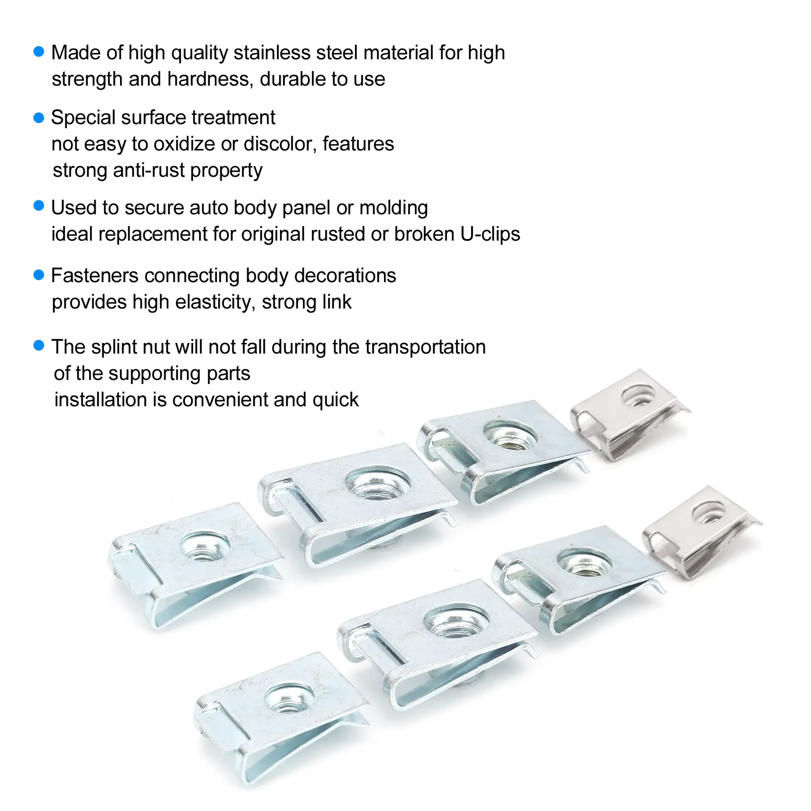 U‑Clips Chimney Nut 304 Stainless Steel Fastener M4 M5 M6 M8 for Motorcycle Car Spire Clip Steel Speed Fasterens U Nuts