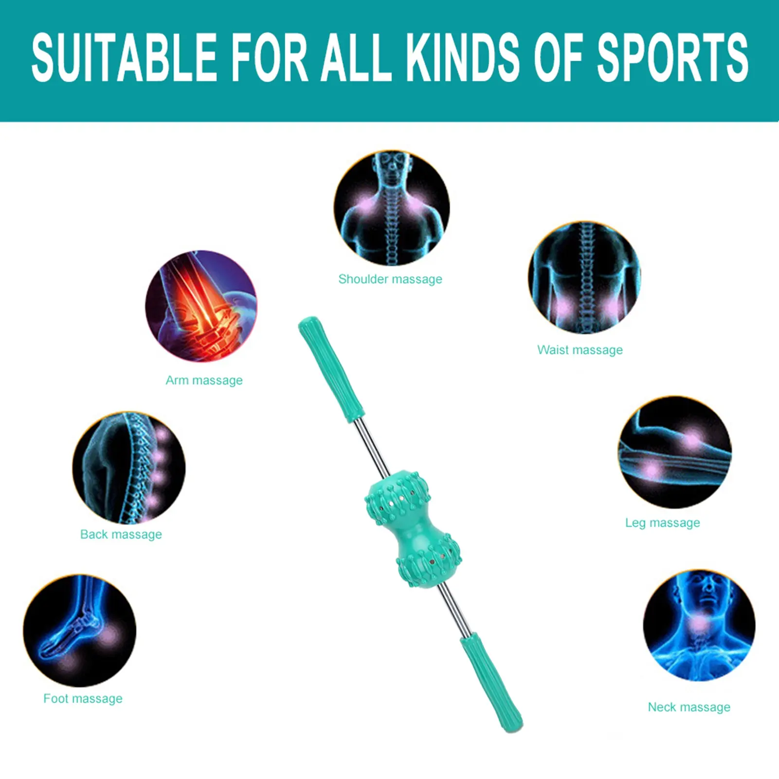 Acupressure Roller Massager Multifunctional Magnet Massage Roller Back Shoulder Muscle Relief Acupressure Roller Massager