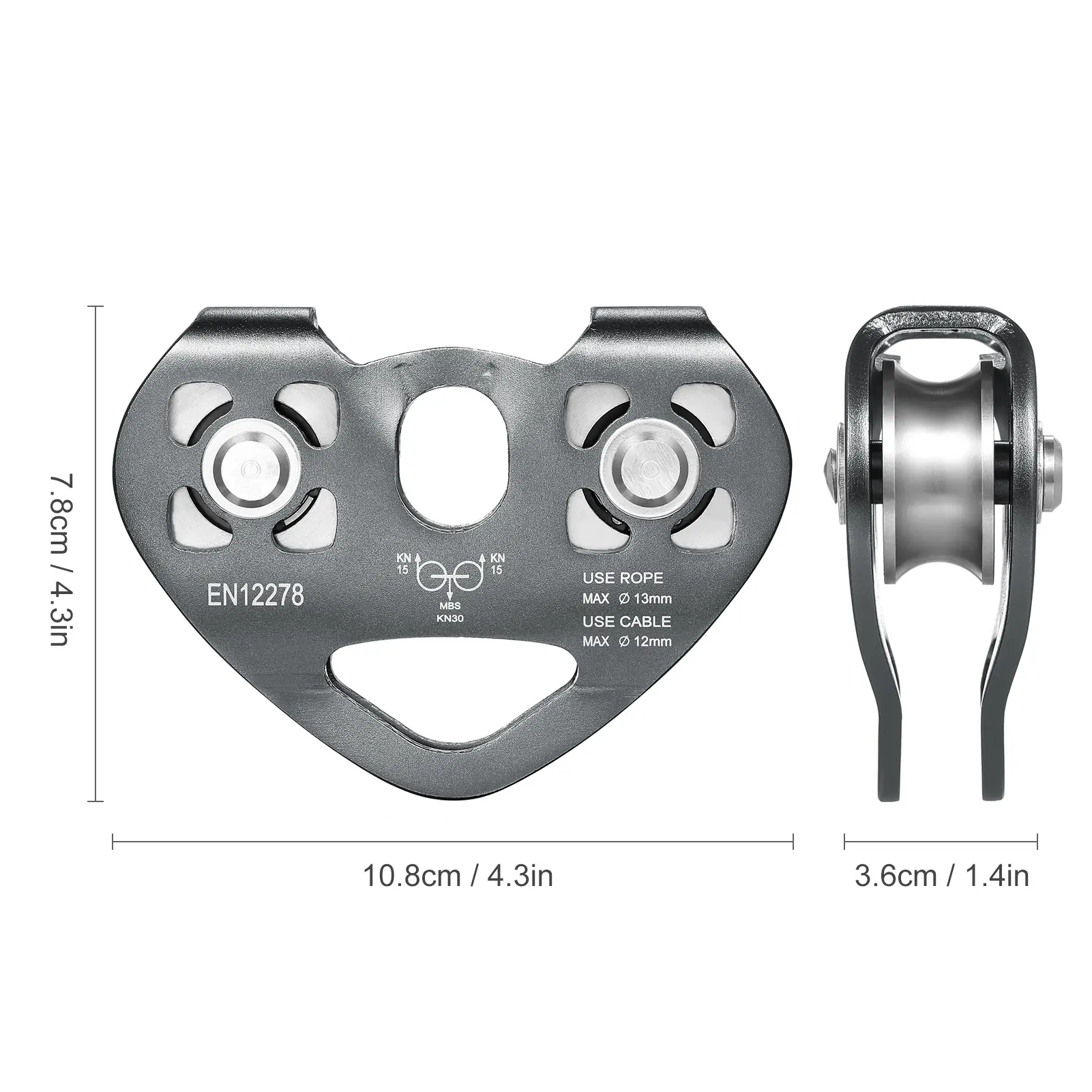 Ball Bearing Pulley Climbing Trolley Pulley Lixada 30kN Cable Trolley Pulley with Ball Bearing Climbing Caving Aloft Work