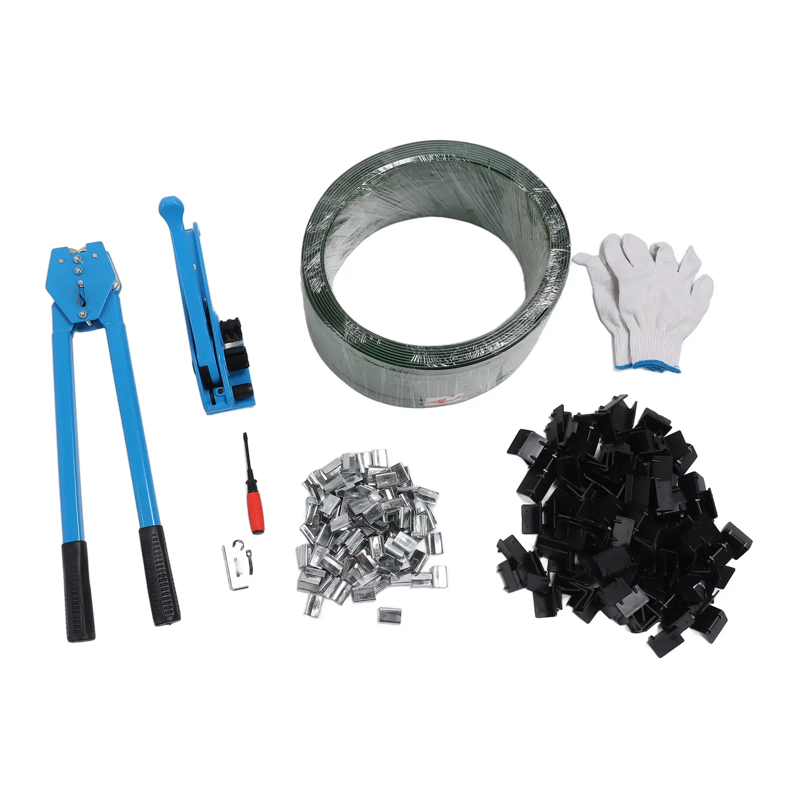 Banding Strapping Kit Tensioner Sealing Tool with 200 Packaging Corner 200 Metal  and 270mx1.6cm PET Strap Strapping Kit