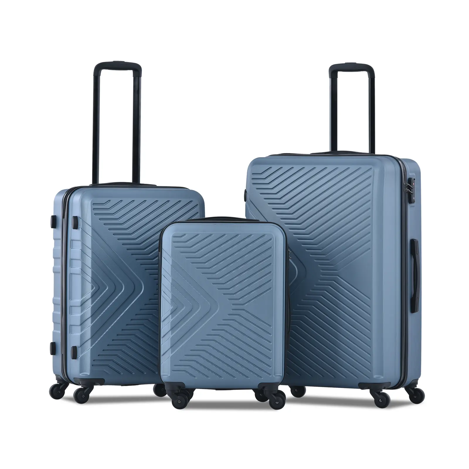 3 Piece Luggage Sets  (20INCH /24INCH /28INCH ) ABS Lightweight Suitcase with Two Hooks, Spinner Wheels, TSA Lock,  Black