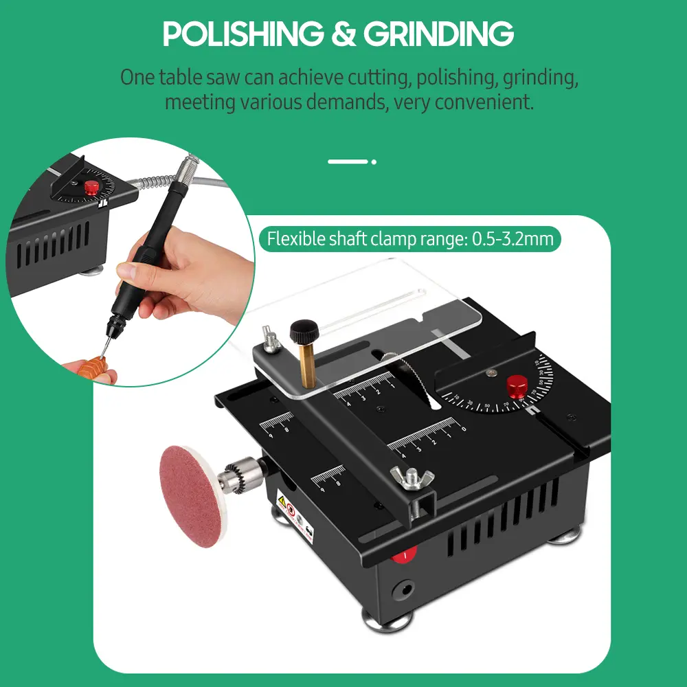 100W Multi-Functional Table Saw Mini Desktop Electric Saw Cutter Speed & Angle Adjustable Liftable Blade 16MM Cutting Depth