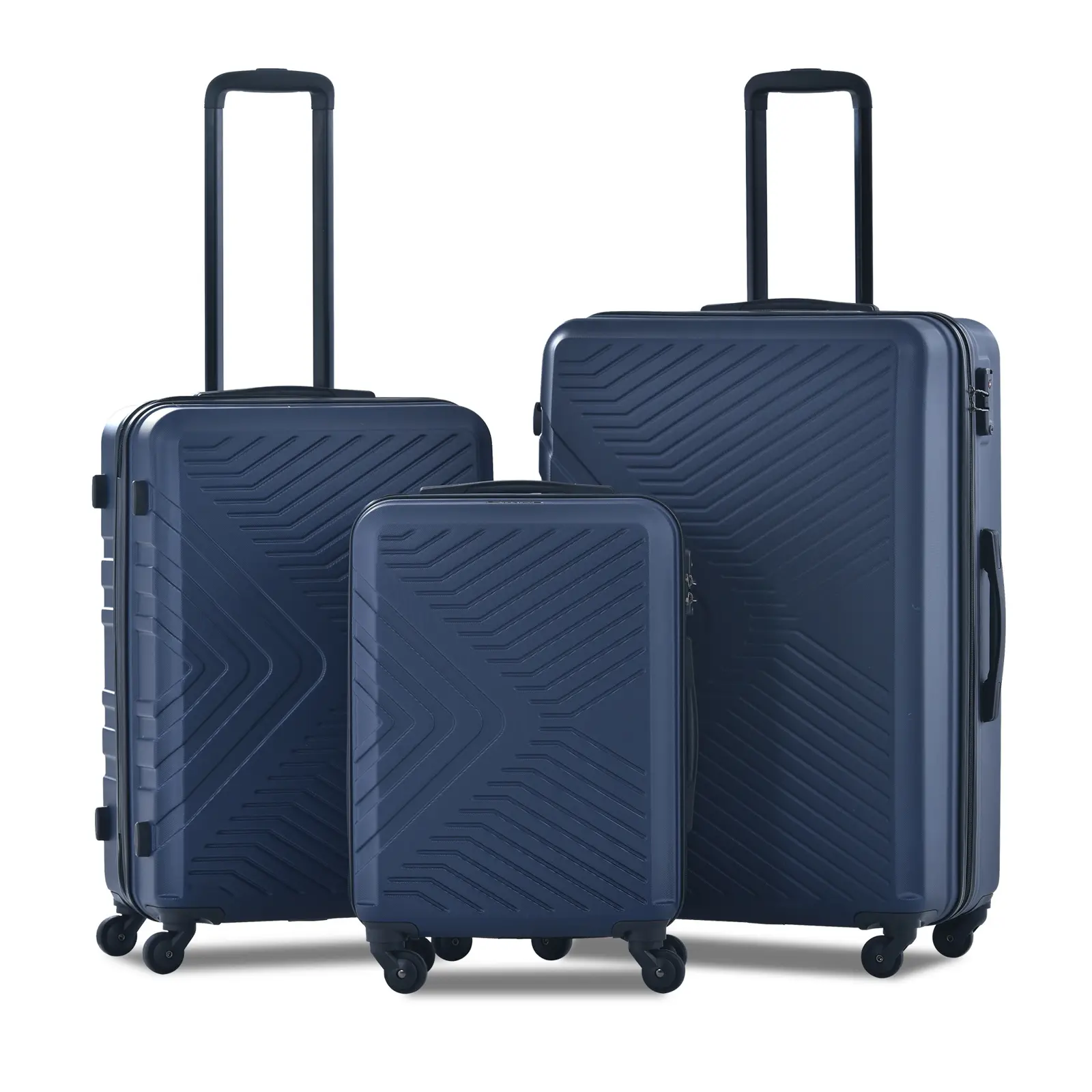 3 Piece Luggage Sets  (20INCH /24INCH /28INCH ) ABS Lightweight Suitcase with Two Hooks, Spinner Wheels, TSA Lock,  Black