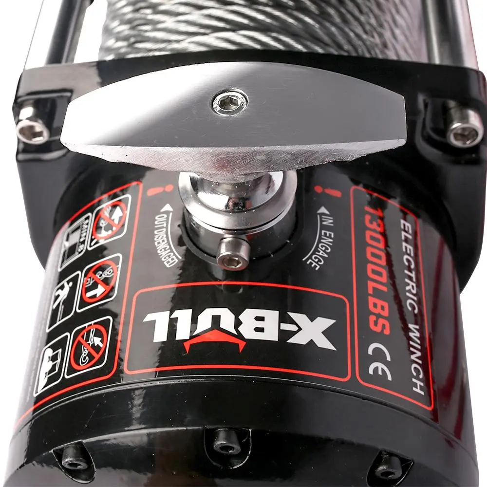 Electric Winch 13000 LBS Steel Cable Wireless Remote Crystal Film(BLACK)