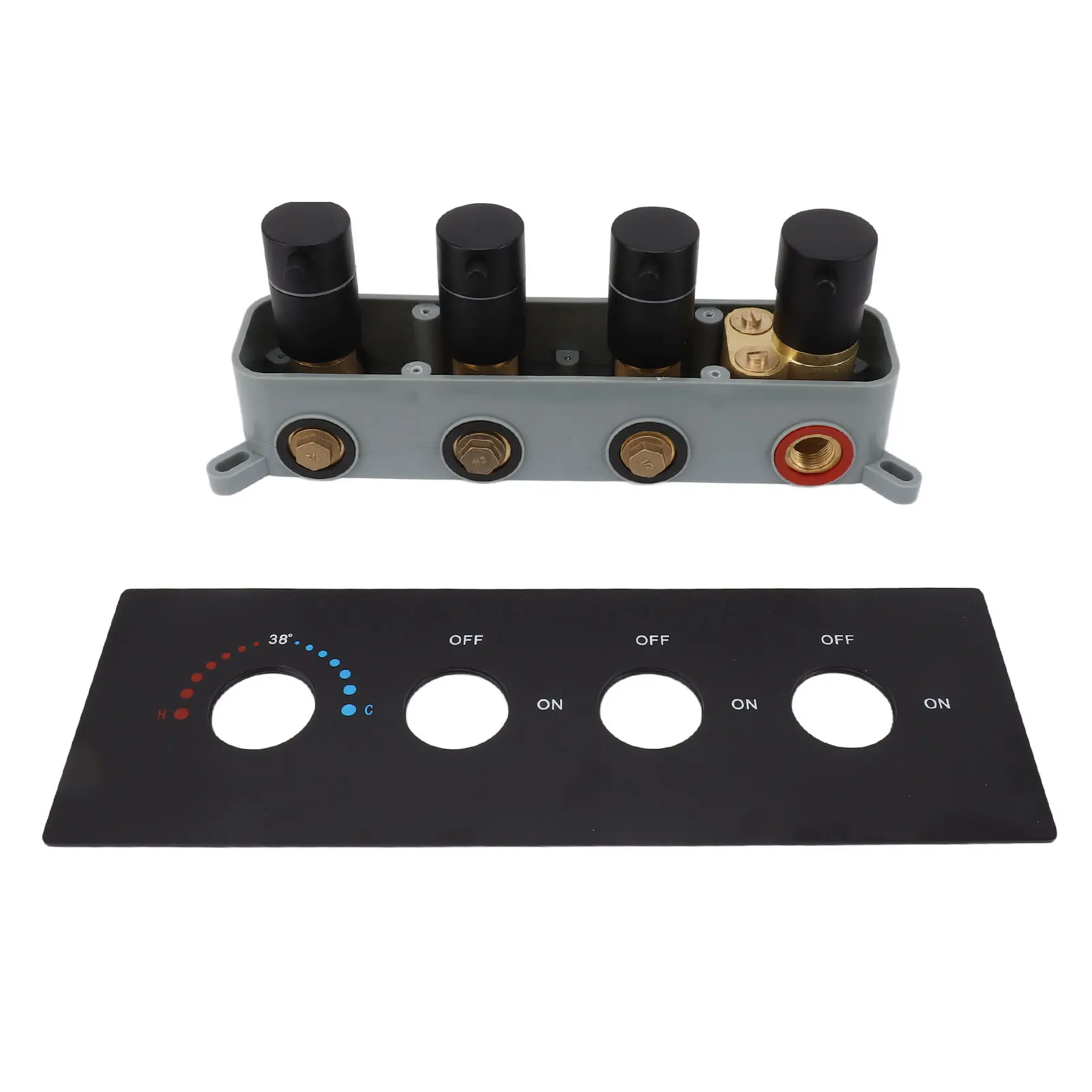 Diverter Valve Shower Diverter Valve  Thermostatic Mixer Brass 3 Way Valve Kit with 4 Round Knobs 3 Way Shower Valve