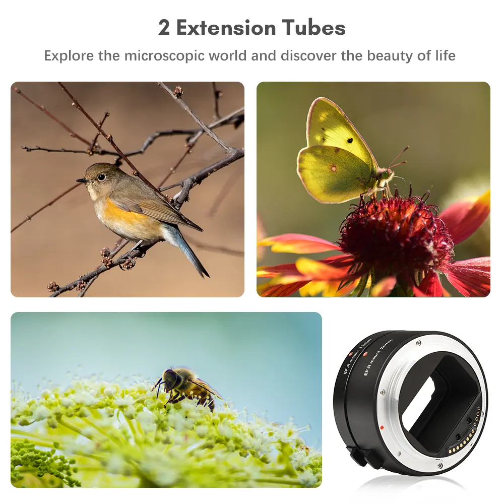 Automatic Extension Tubes 12mm + 24mm R Mount Macro Tubes Sets Lightweight Compatible with RF-Mount Lenses And R5/R6/R7/R10 Came