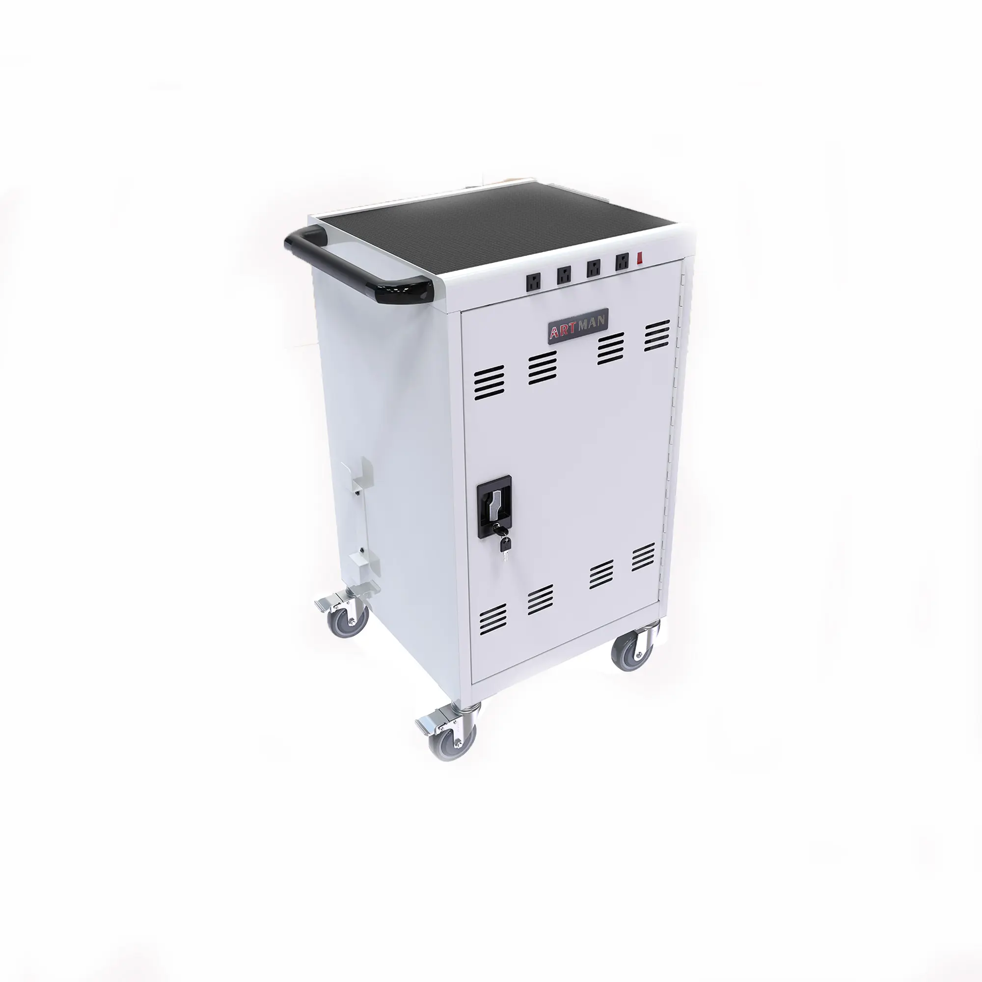 Mobile Charging Cart and Cabinet for Tablets Laptops 30-Device With  Extra  4 bits power stuip--white