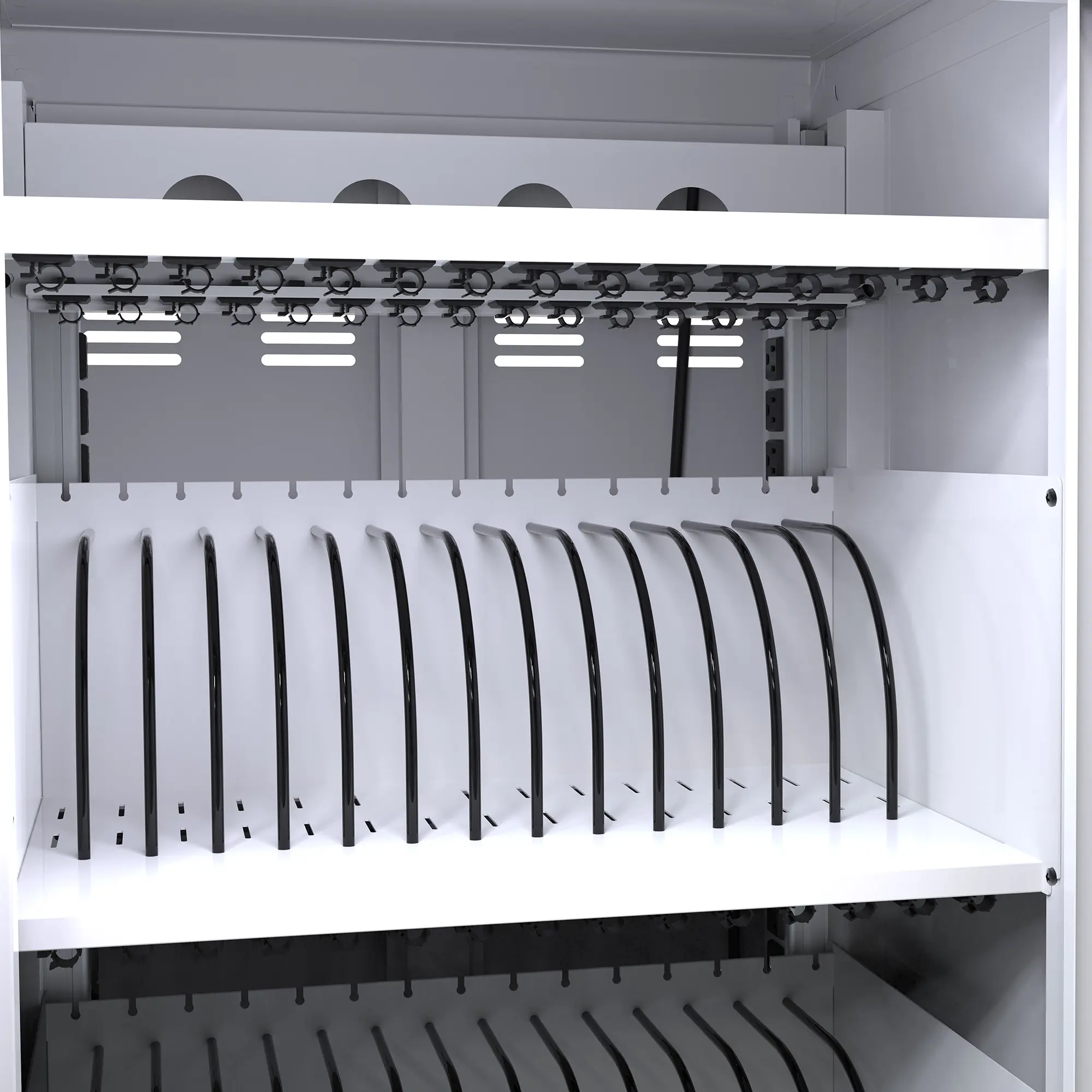 Mobile Charging Cart and Cabinet for Tablets Laptops 30-Device With  Extra  4 bits power stuip--white