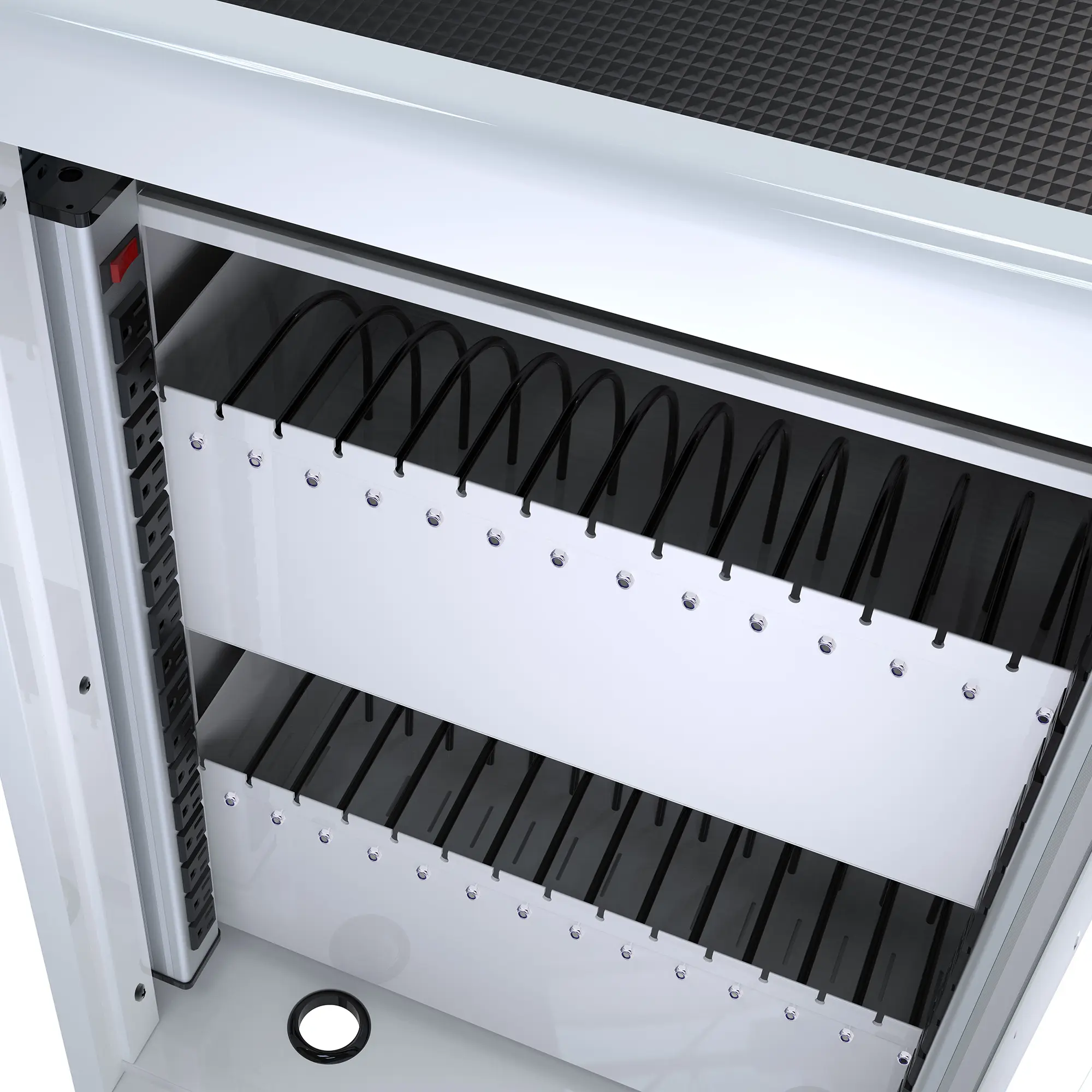 Mobile Charging Cart and Cabinet for Tablets Laptops 30-Device With  Extra  4 bits power stuip--white