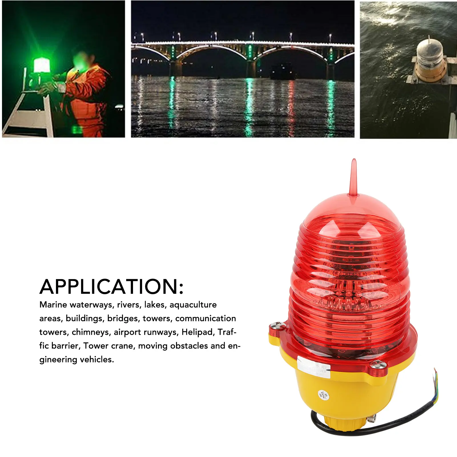 Aviation Obstruction Light Aviation Obstruction Light Super Bright  Resistant Aviation Obstruction Light for Marine Boat