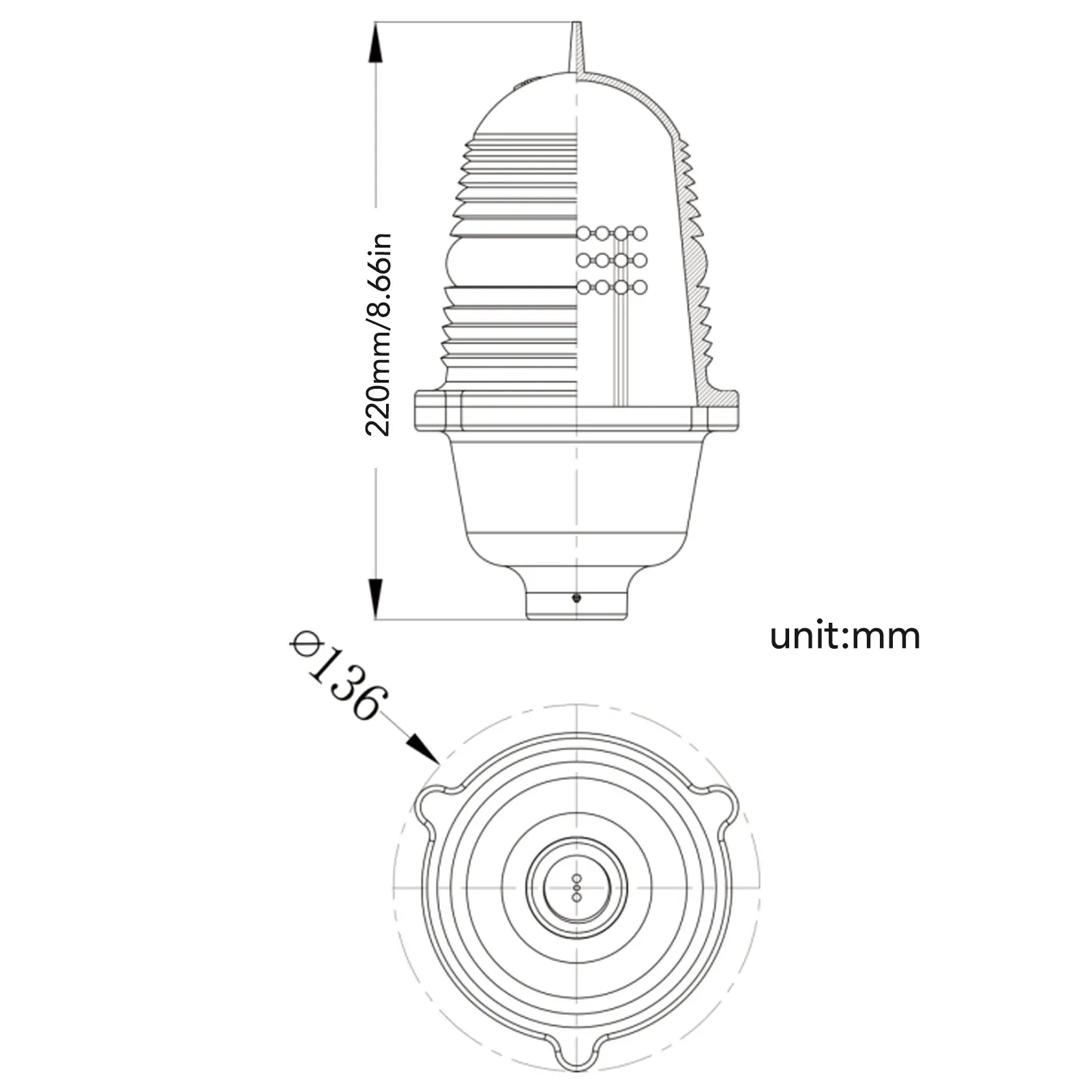 Aviation Obstruction Light Super Bright  Resistant Aviation Obstruction Light for Marine Boat Aviation Obstruction Light