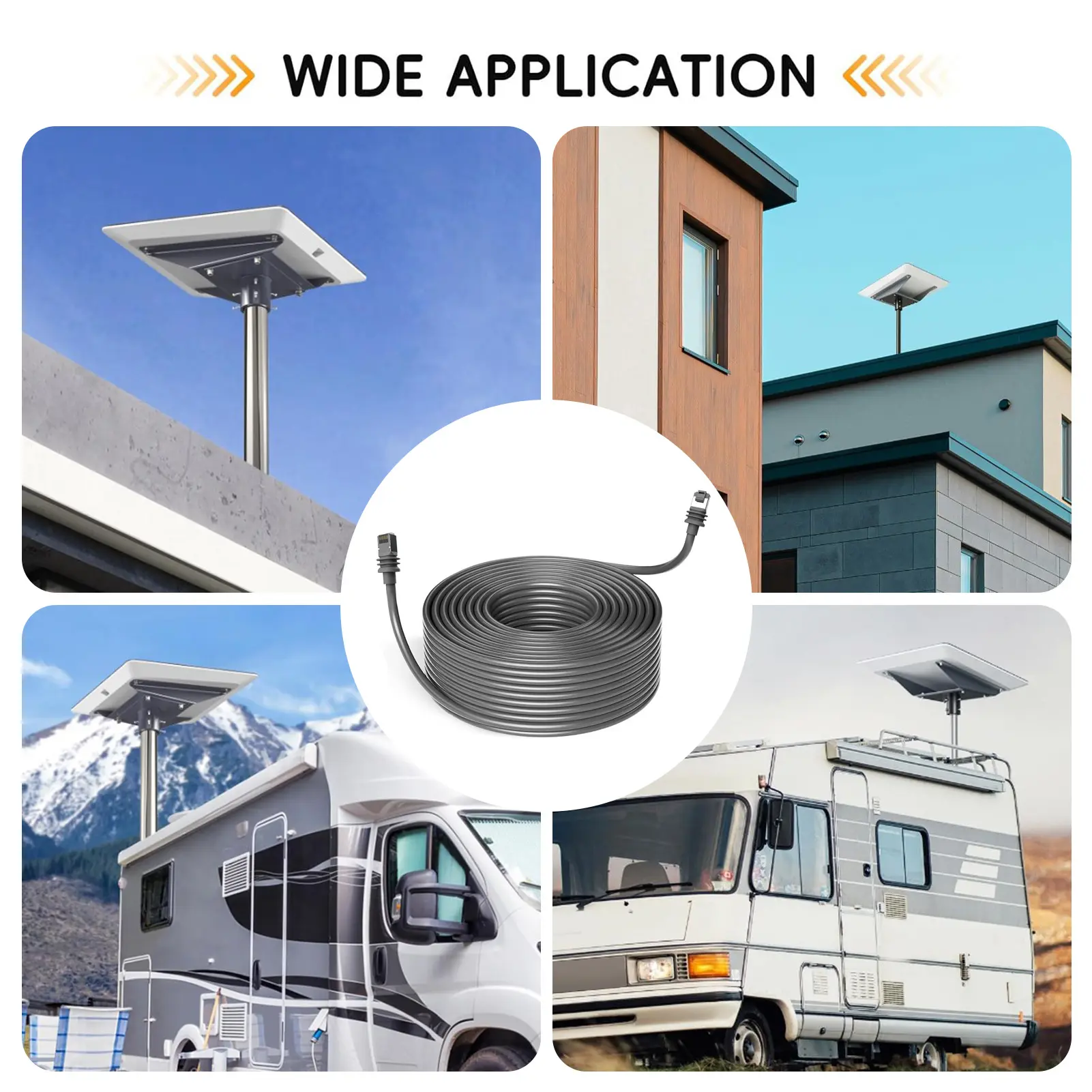 Satellite Extension Cable Lightweight Satellite Replacement Extension Cable Heat Resistant 1200Mbps IP68 Waterproof for Indoor