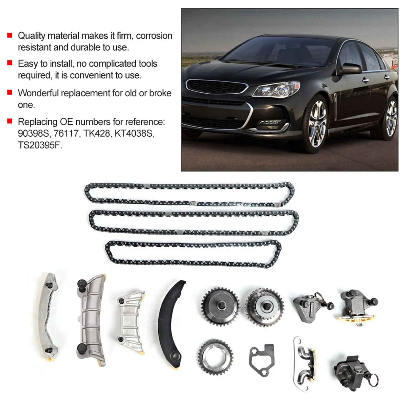90398S TK428 Timing Chain Kit TK428 Fits for ATS 3.6L 217CID V6 Flex Dohc 13‑15 Timing Chain Kit for  Timing Chain Kit