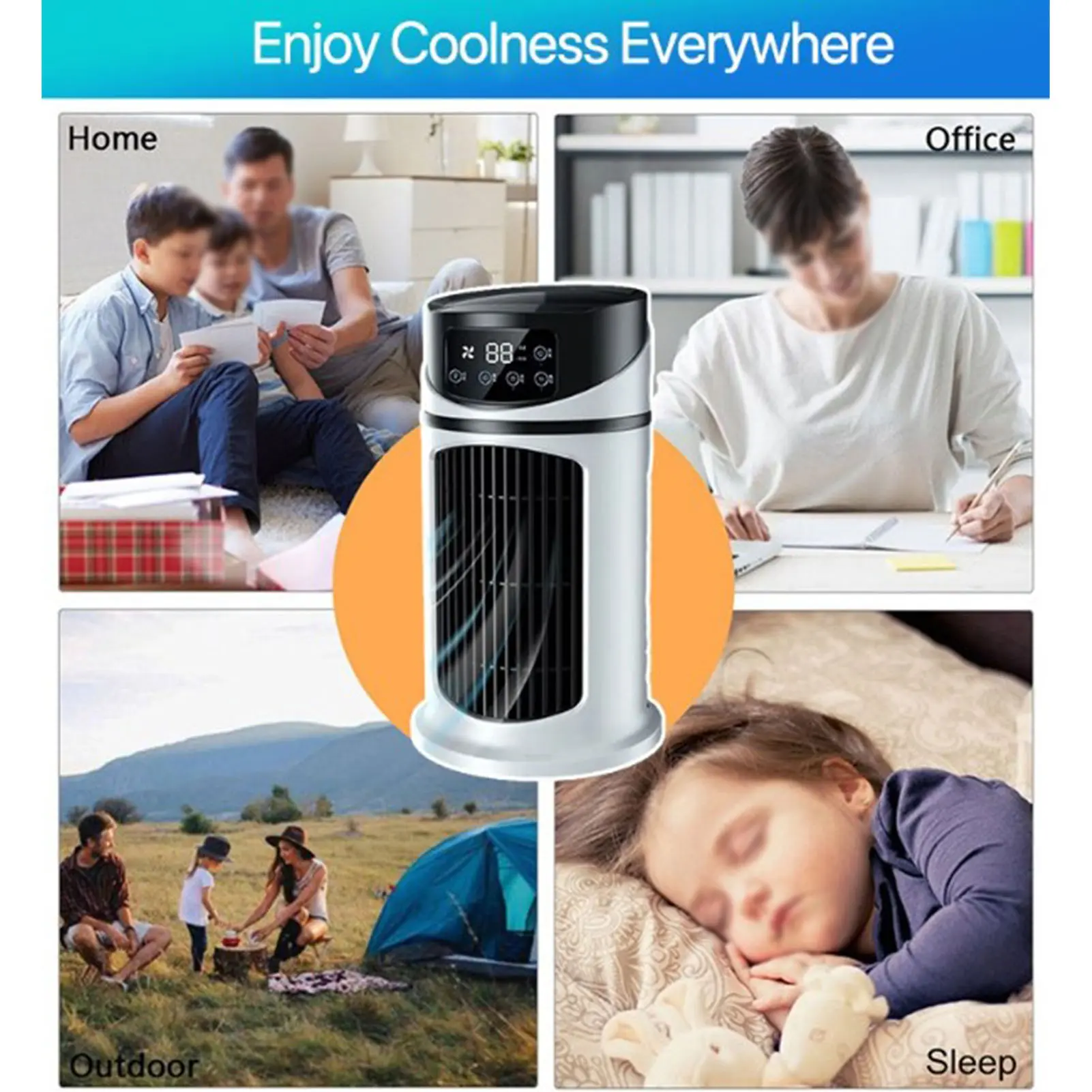 Air Cooler Portable Mini Air Conditioner Mobile Multifunction Air Cooler Fan Water Cooling Fan for Office Home Mobile Air Cooler