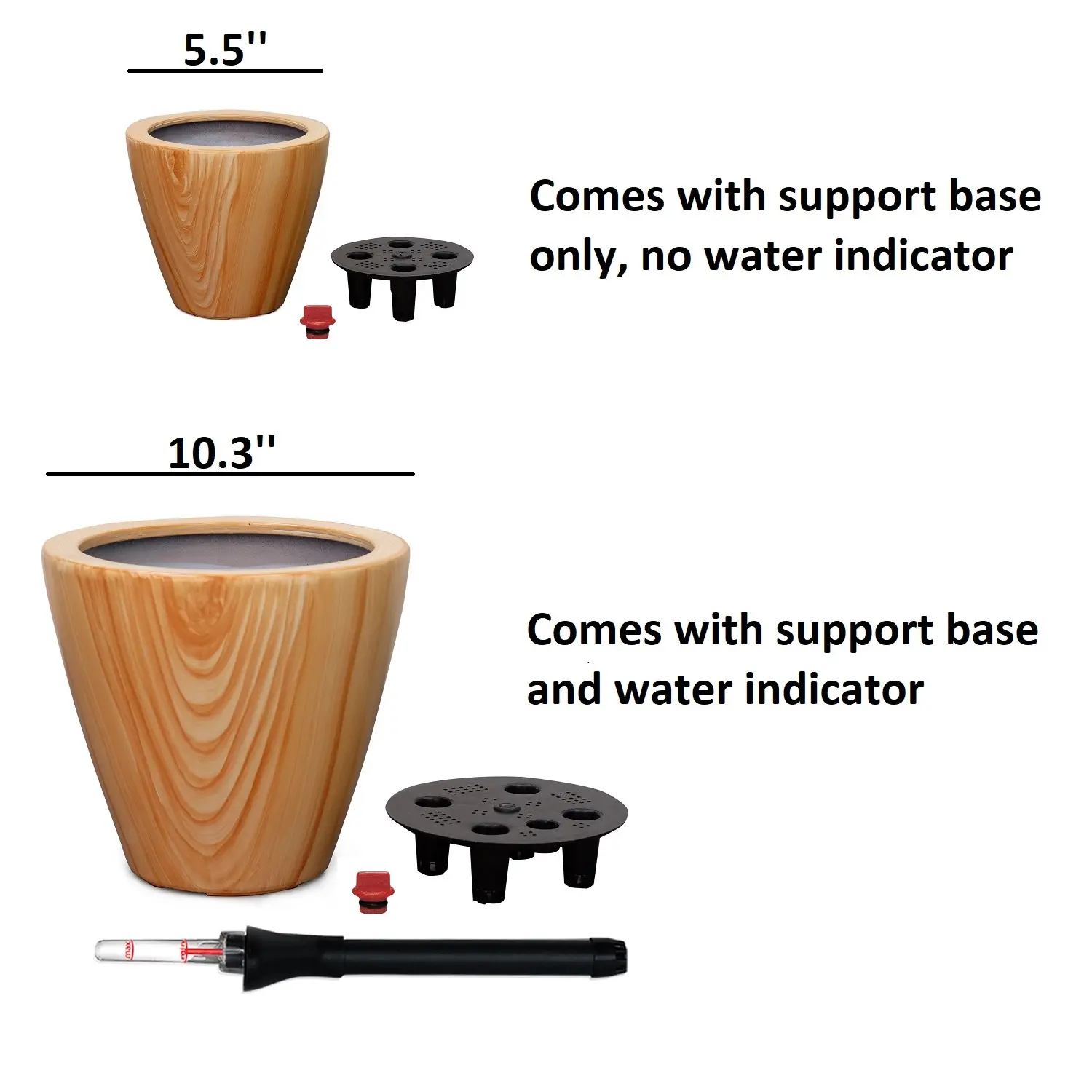 2-Pack 10 in. Light Wood Plastic Self-watering Planter Pot Light Wood Plastic Self-watering Planter Pot