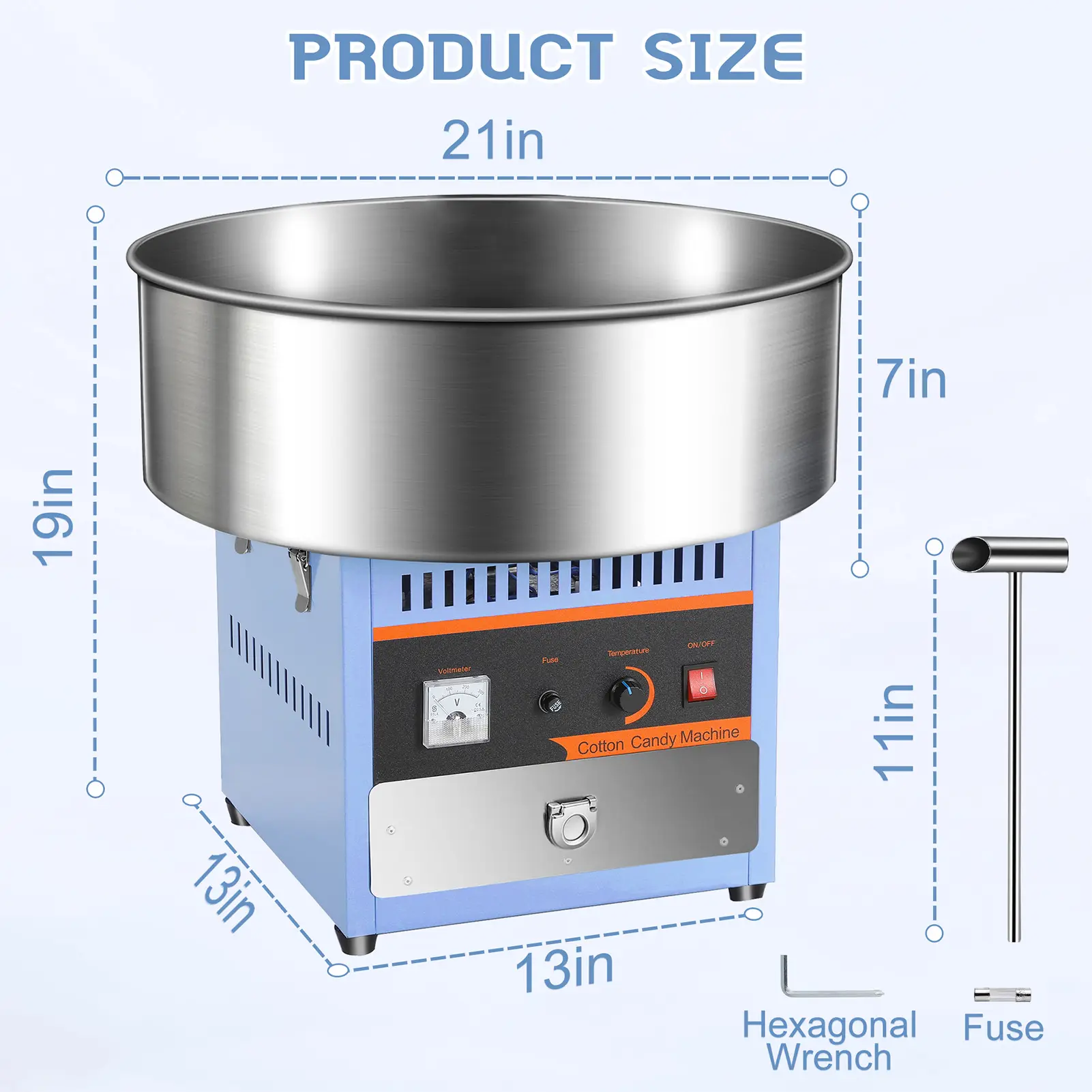 Electric Cotton Candy Machine Candy Floss Maker Commercial Cotton Candy Machine with Stainless Steel Bowl and Sugar Scoop