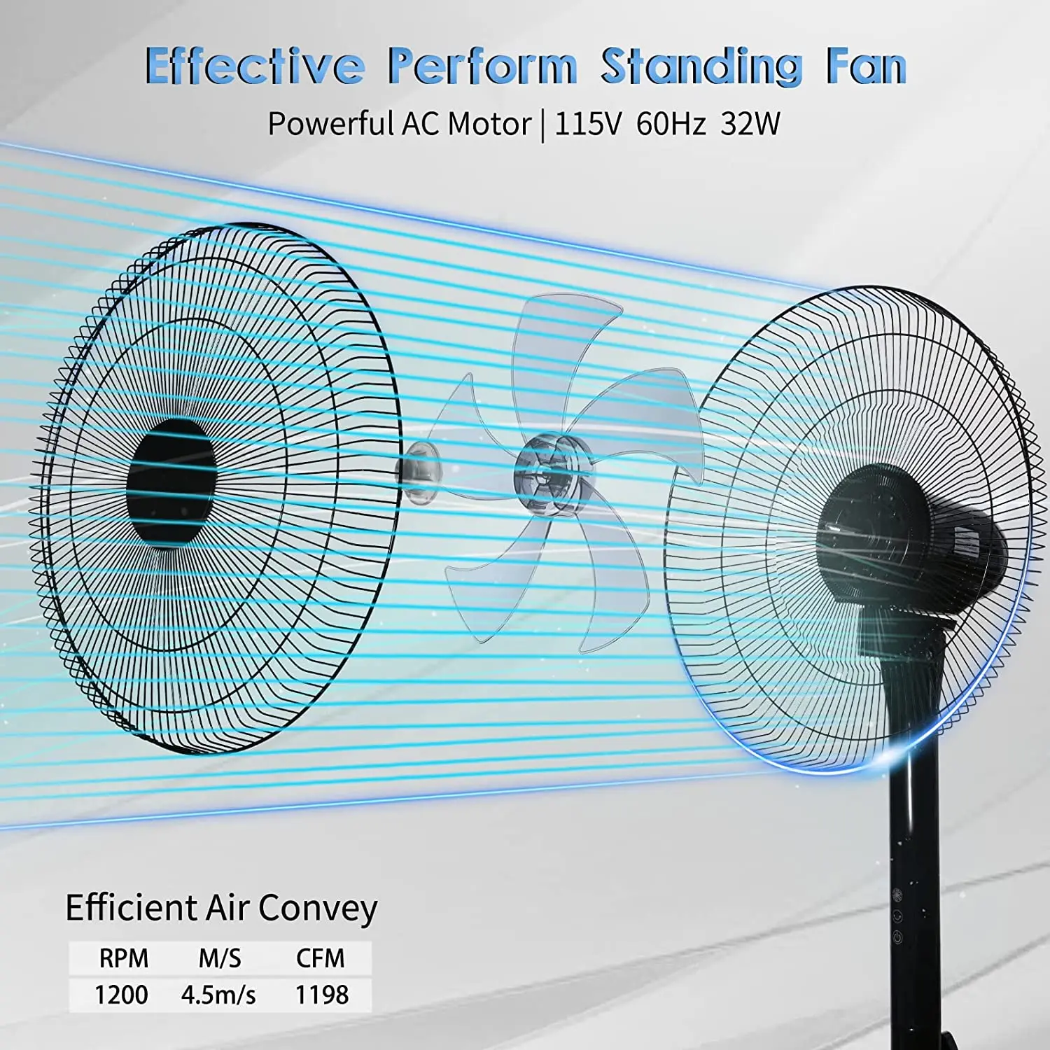 Simple Deluxe 14.5" Adjustable 12 Levels Speed Pedestal Stand Fan with Remote Control for Indoor, Home, Office and College Dorm