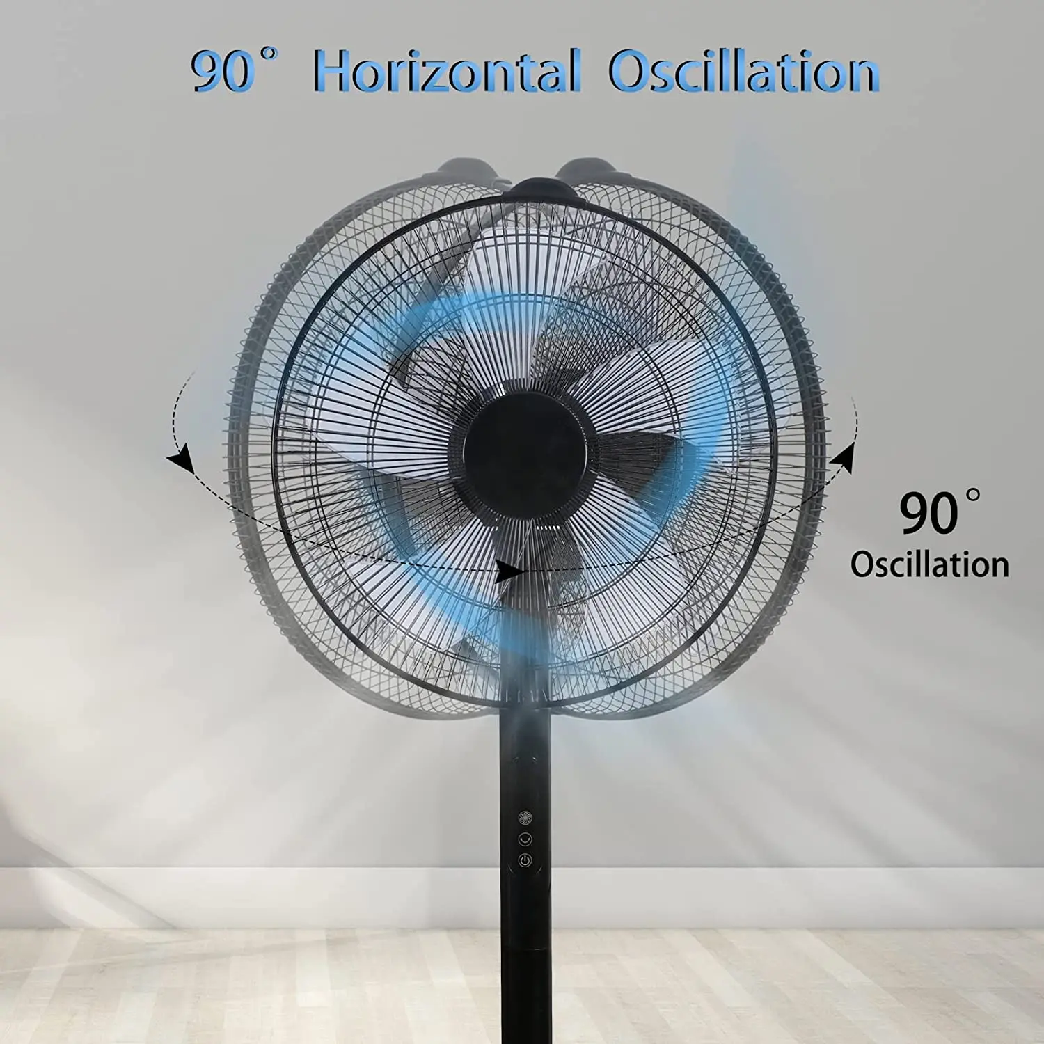 Simple Deluxe 14.5" Adjustable 12 Levels Speed Pedestal Stand Fan with Remote Control for Indoor, Home, Office and College Dorm