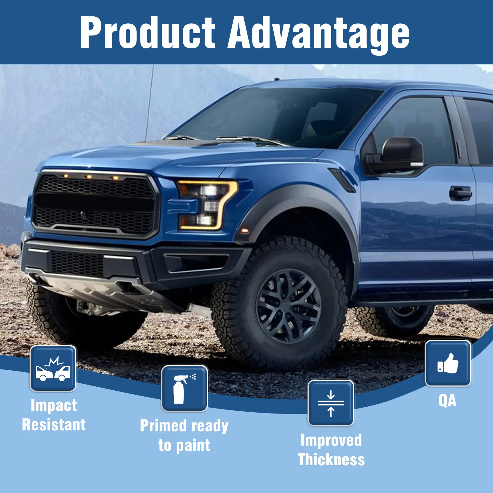 Primered - Front Bumper Face Bar for 2017-2019 Ford F-250 F-350 Super Duty