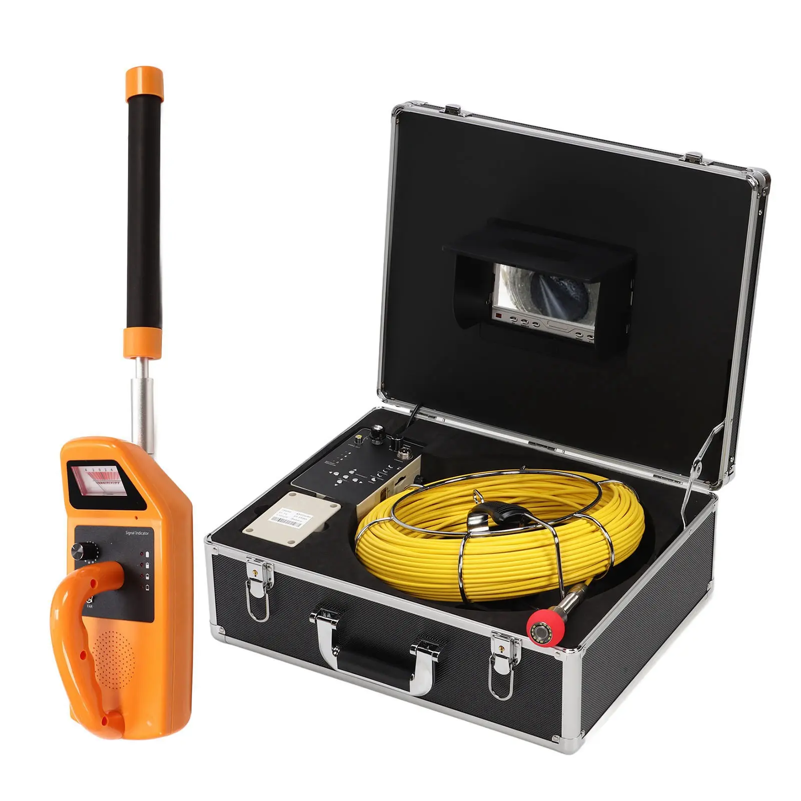 Sewer Camera 7in Color LCD Display IP68 Waterproof DVR Pipeline Inspection Camera with 512Hz Receiver Sewer Inspection Camera