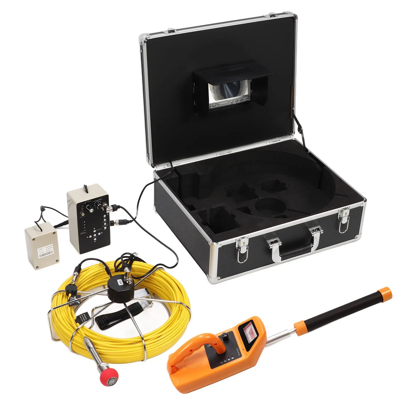 Sewer Camera 7in Color LCD Display IP68 Waterproof DVR Pipeline Inspection Camera with 512Hz Receiver Sewer Inspection Camera
