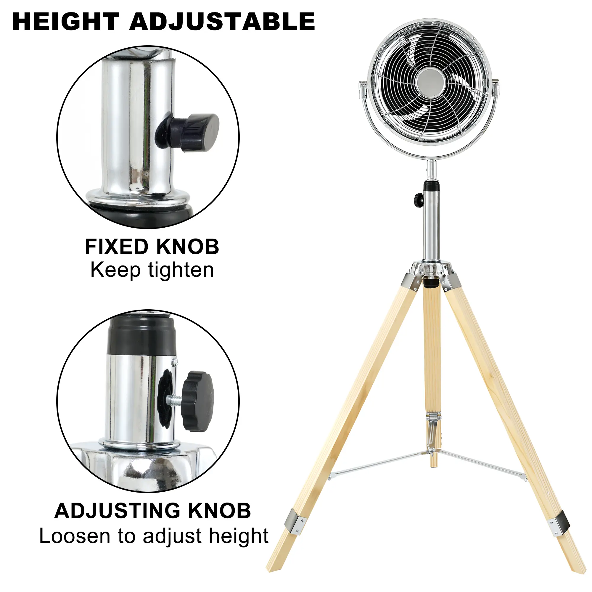 Simple Deluxe Tripod Pedestal Fan, 3 Speed Adjustment, Multiple Wide Angle Standing Fan, Suitable for Bedroom, Living Room and O
