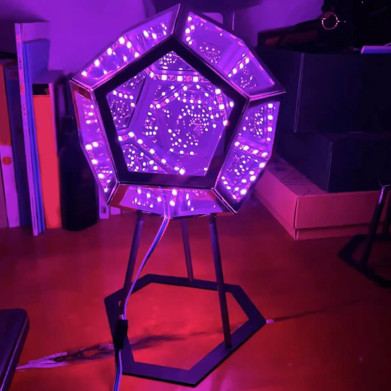 Dodecahedron Gaming Light Unique USB Power Supply Beautiful Infinite Dodecahedron Color Art Light for Bedroom for Bar