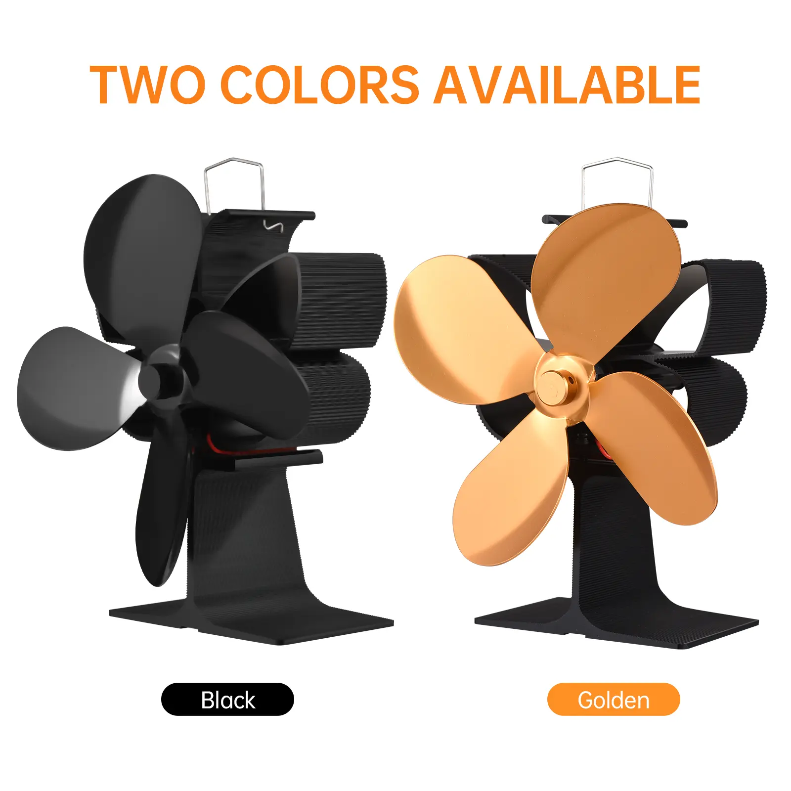 4 Blade Heat Powered Stove Fan with Carrying Handle and Overheating Protection Portable Butterfly Heat Fan Non Electric Eco-Frie