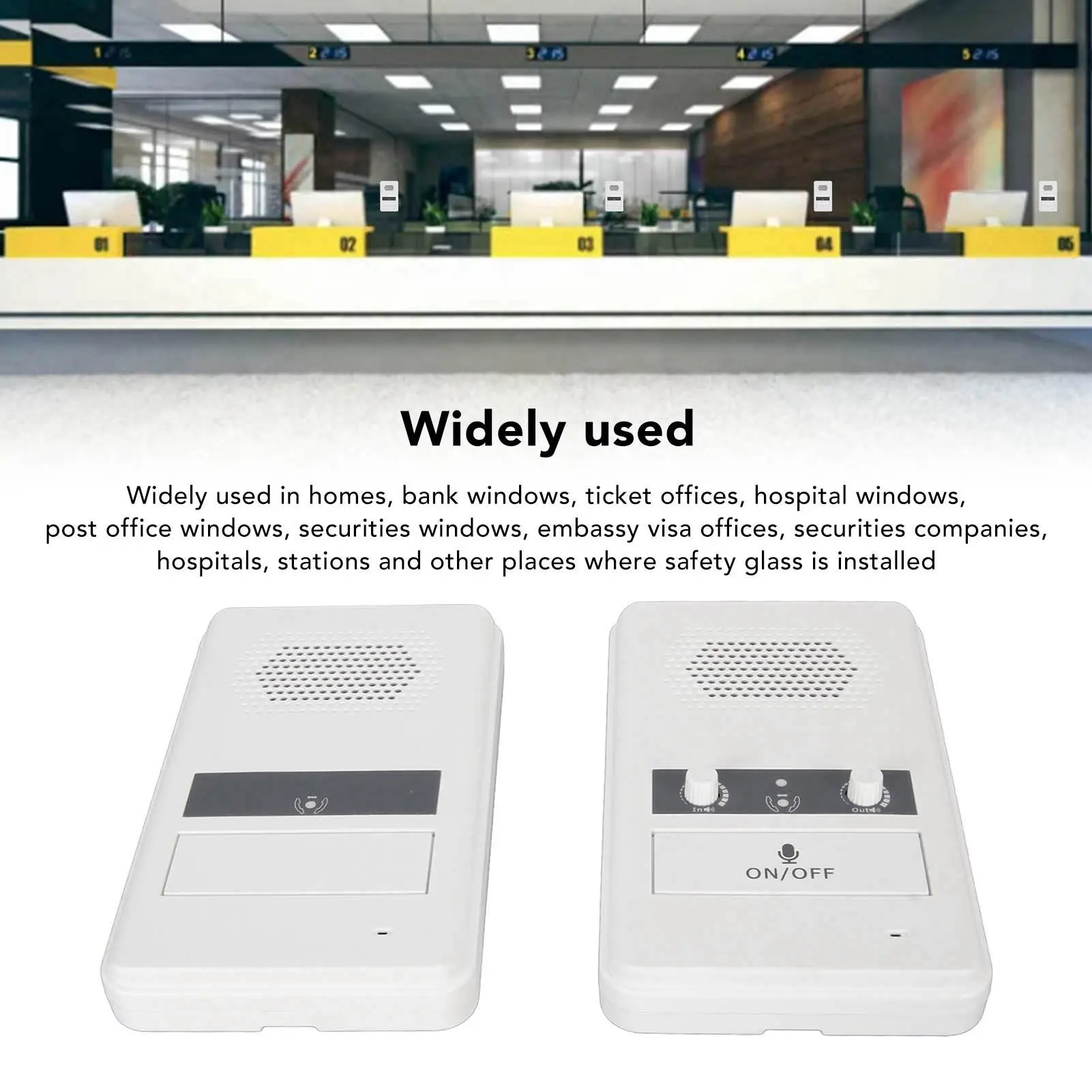 Window Speaker Intercom  Way Counter Intercom Premium Speaker Sensitive Mic 3W Power Window Intercom System for Bank White