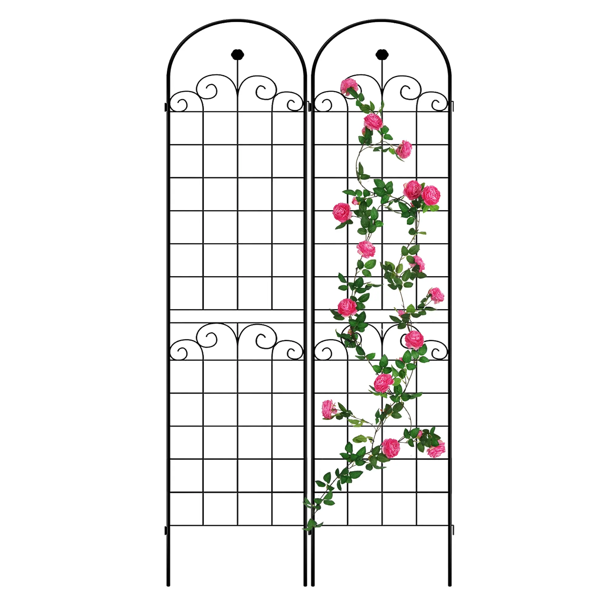 2 Pack Metal Garden Trellis for Climbing Plants Outdoor 86.7'' x 19.7'' Rustproof Plant Support Rose Trellis Netting Trellis Bla
