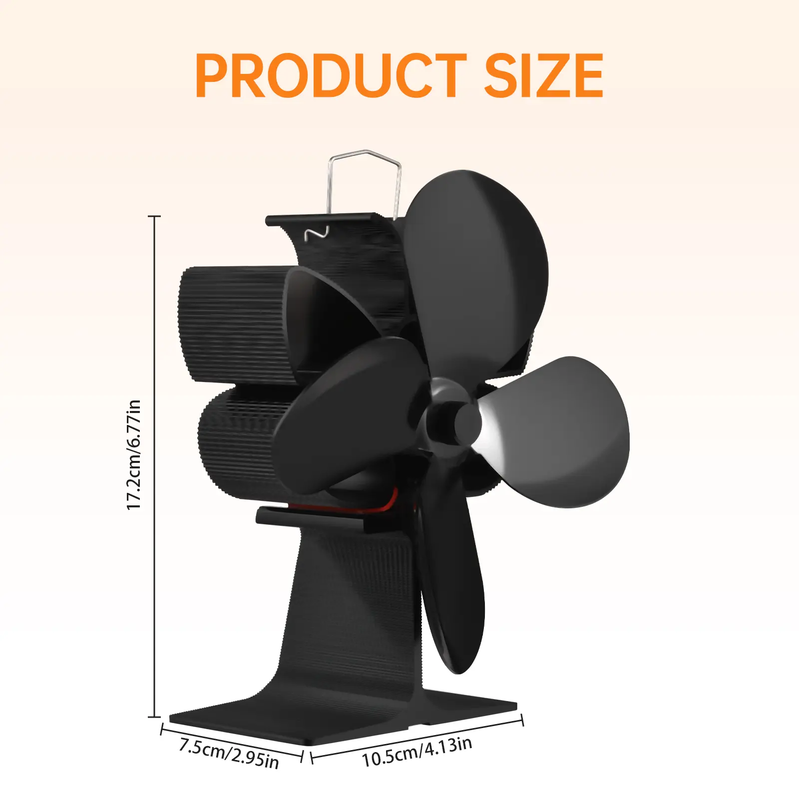 4 Blade Heat Powered Stove Fan with Carrying Handle and Overheating Protection Portable Butterfly Heat Fan Non Electric Eco-Frie