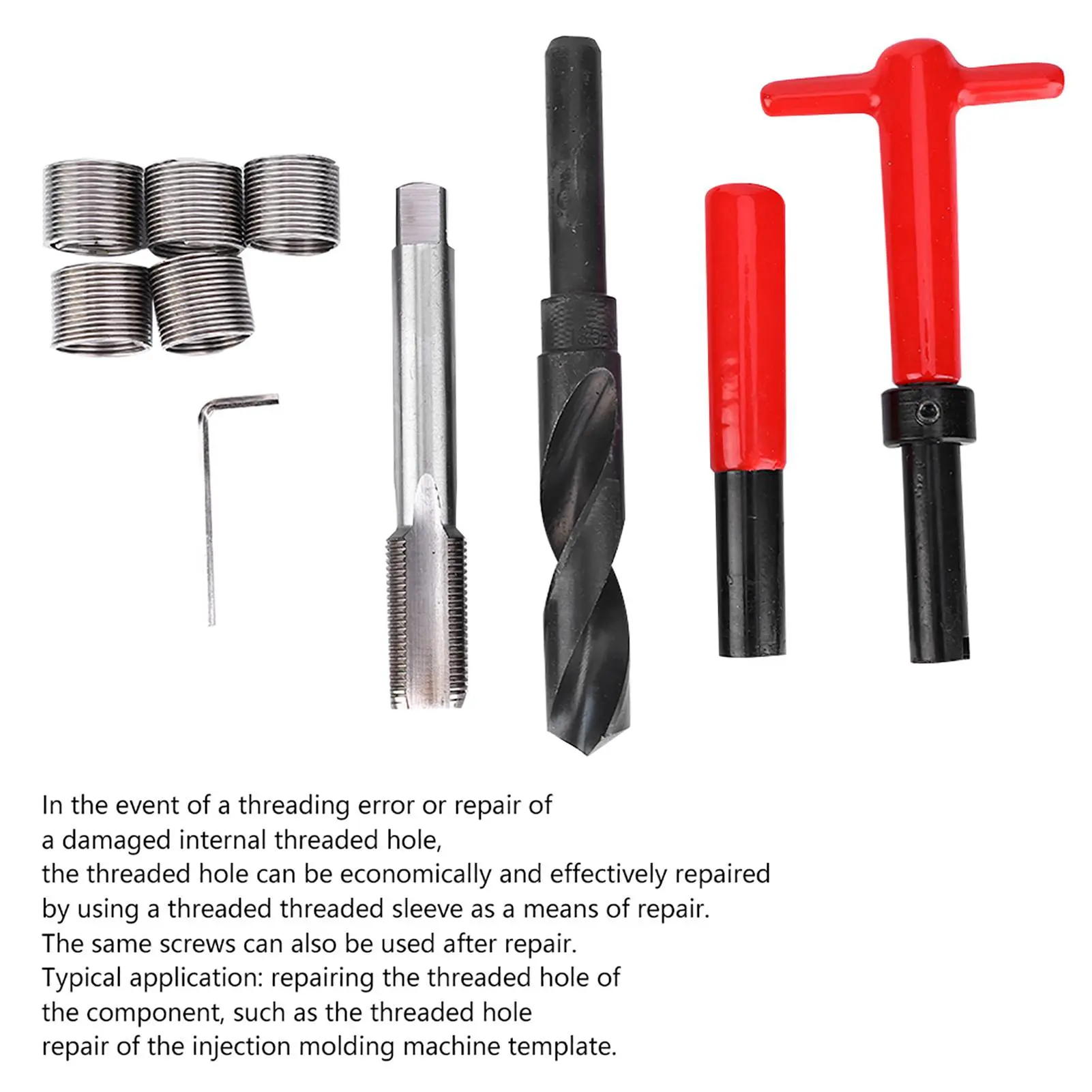 Thread Repair Kit Stainless Steel Twisted Drill Wrench Threaded Insert for Car M18x1.5 Thread Repair Kit Twisted Drill Tap