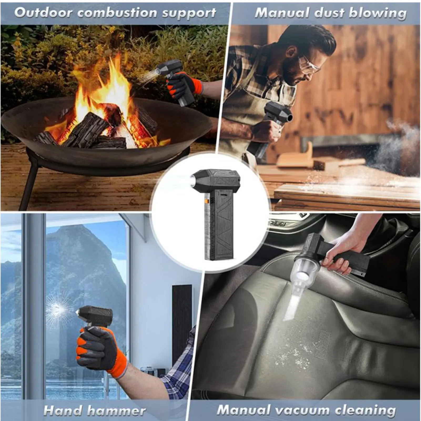 Turbofan Blower Cordless  Dry Blower Brushless Motor Snap on Nozzle Strong and Stable Power with USB Cable for Car Cleaning