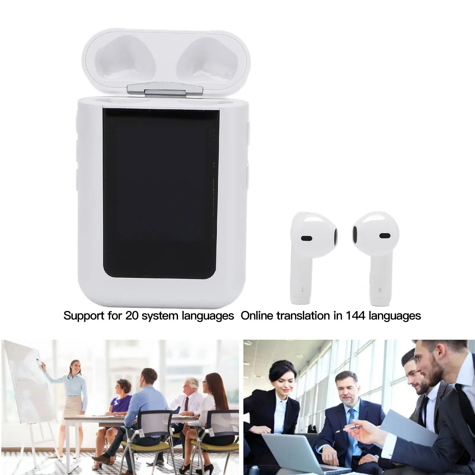 Translation Earphone Bluetooth Translation Earphones LCD Screen 144 Languages AI Interaction Recording Translation Earbuds