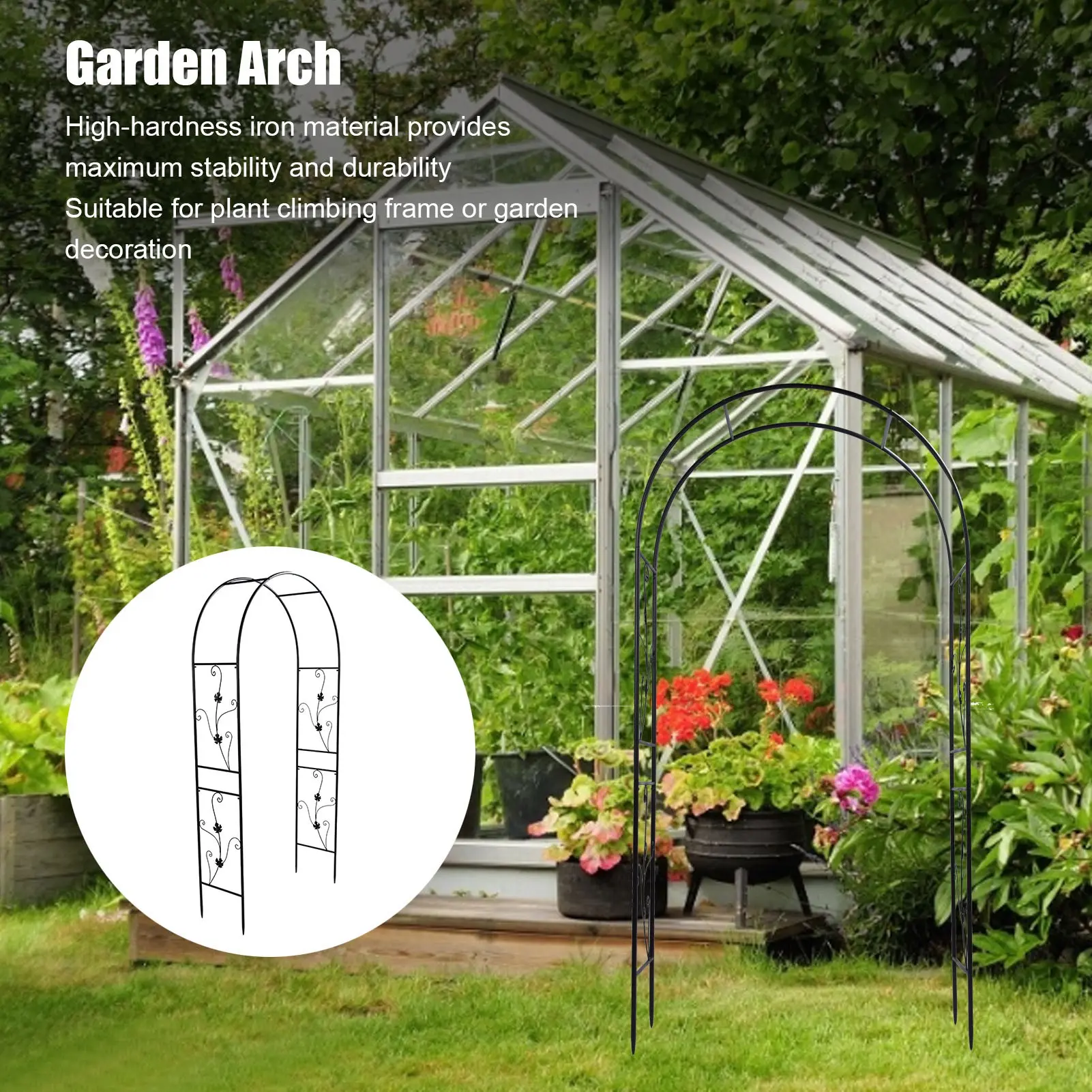Outdoor Garden Arch Plant Climbing Frame Support Rack Lawn Backyard Decoration Black